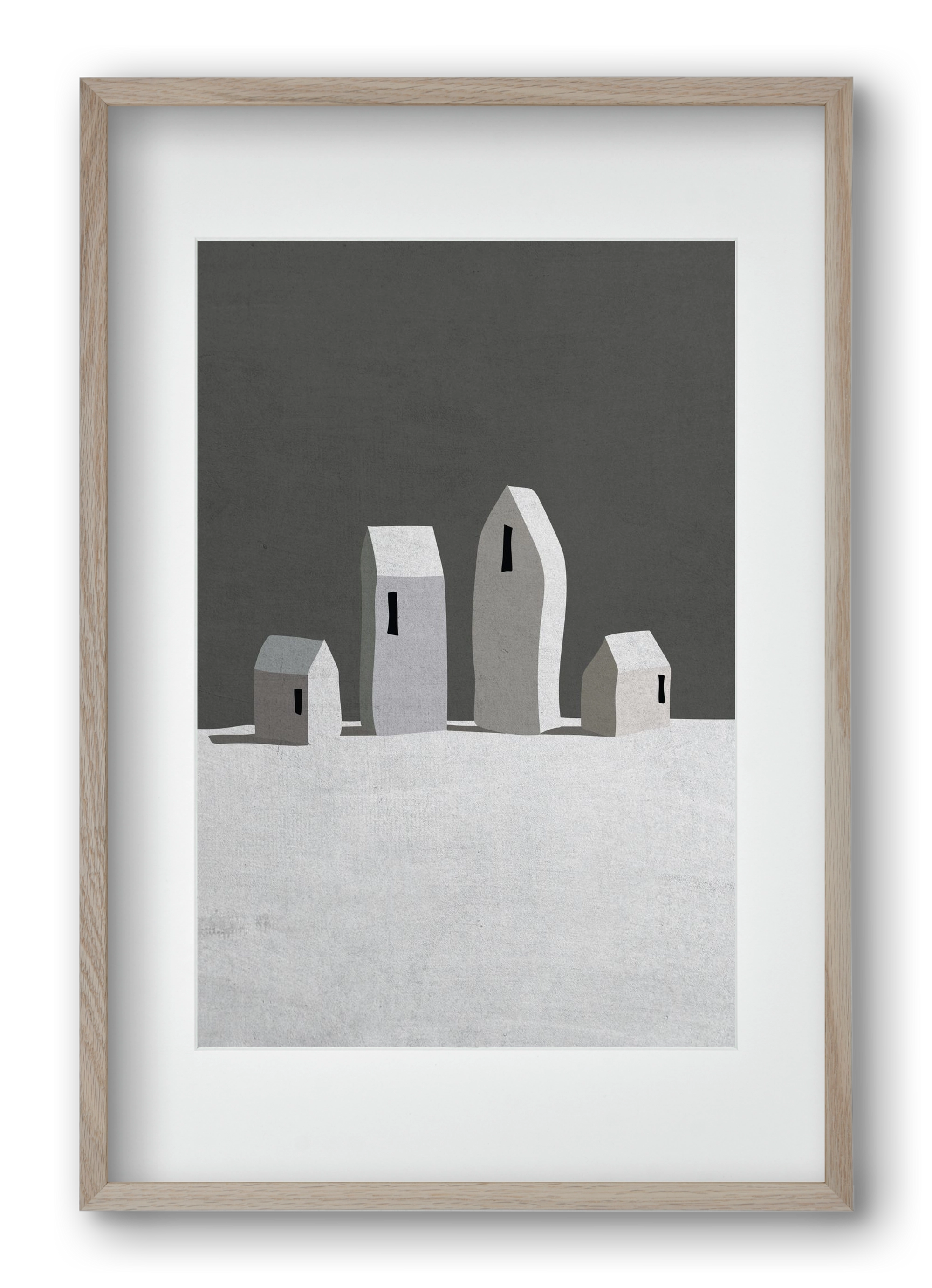 Tél, 40x60 cm (30x45 cm), Tölgy keret, paszpartuval