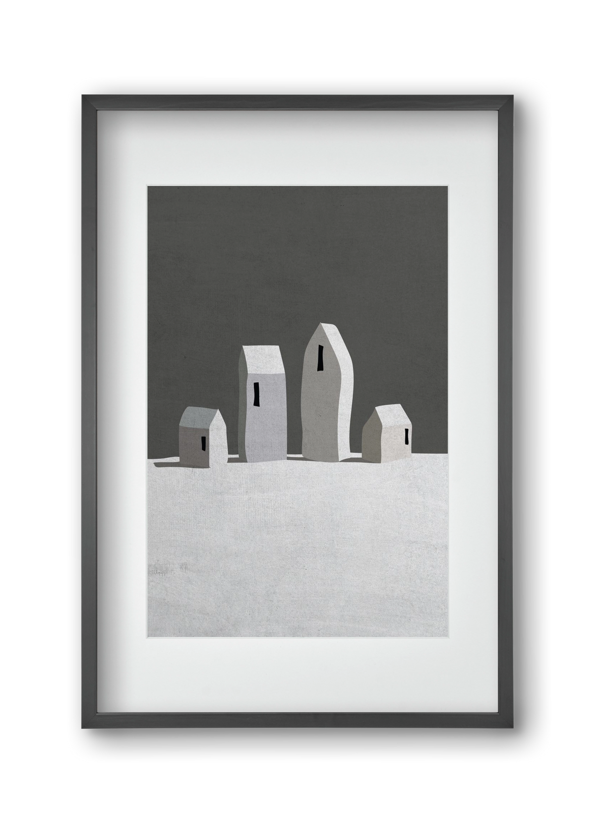 Tél, 30x45 cm (20x30 cm), Fekete keret, paszpartuval