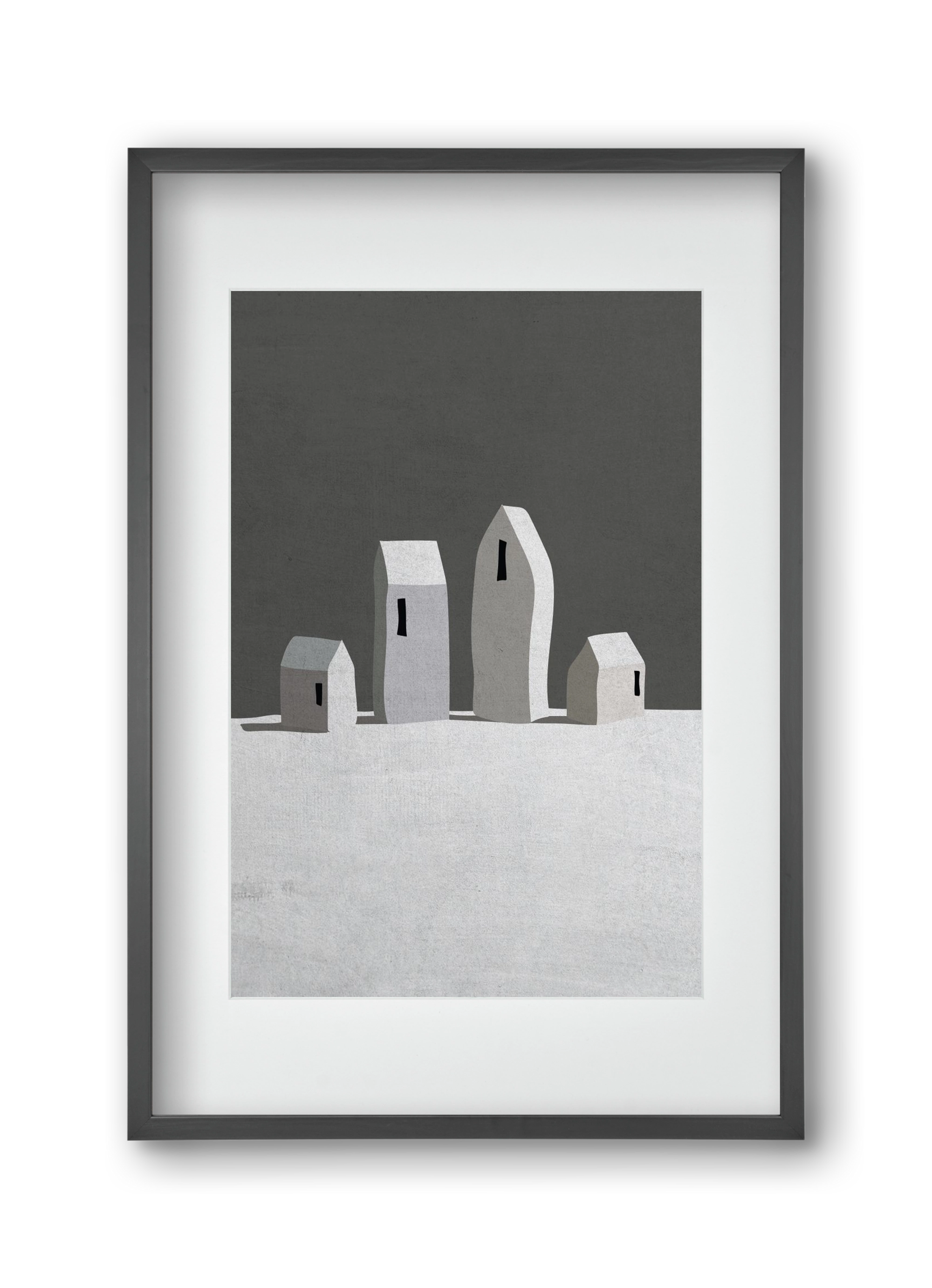 Tél, 30x45 cm (20x30 cm), Fekete keret, paszpartuval