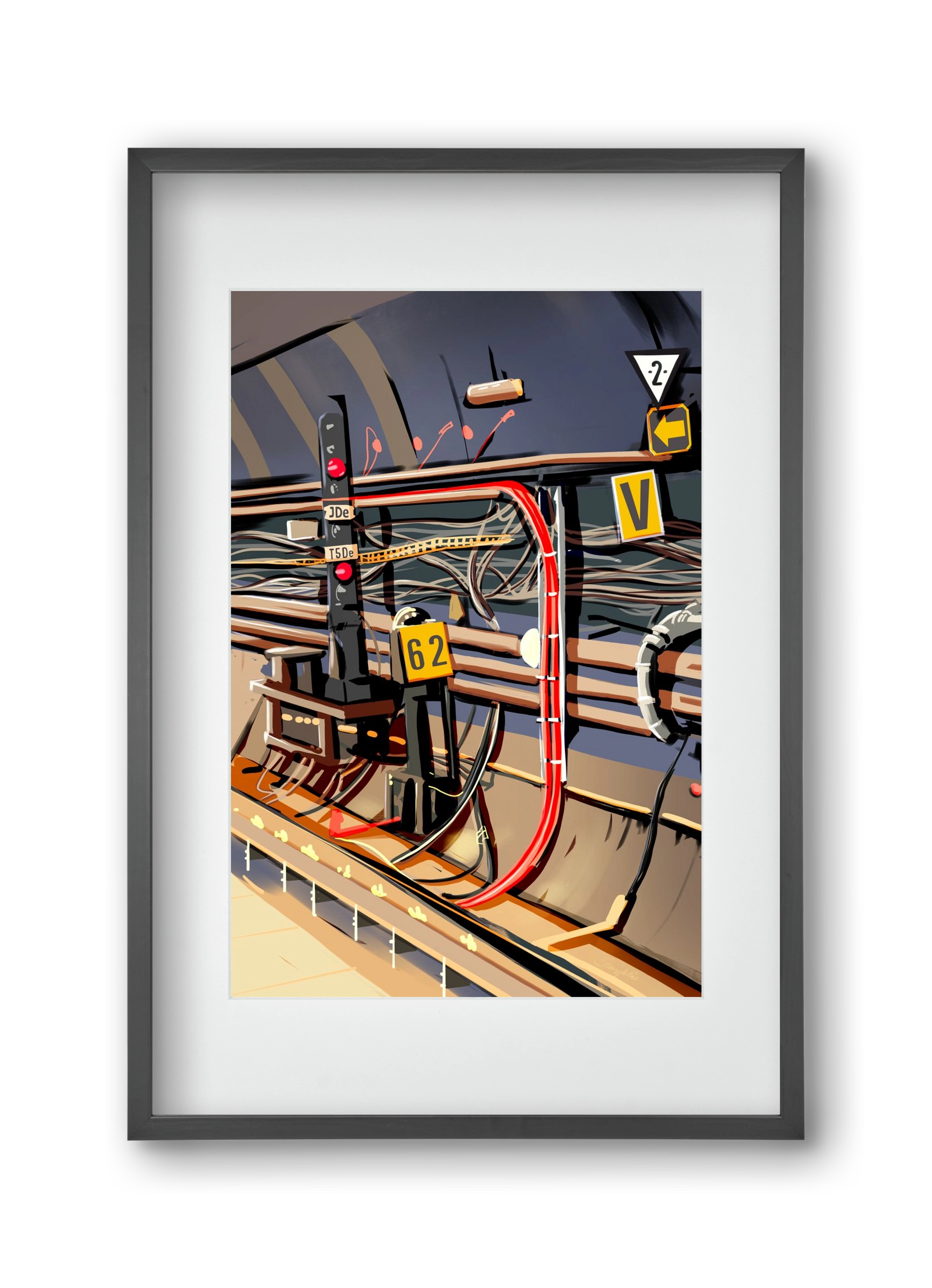 Metro, 30x45 cm (20x30 cm), Fekete keret, paszpartuval