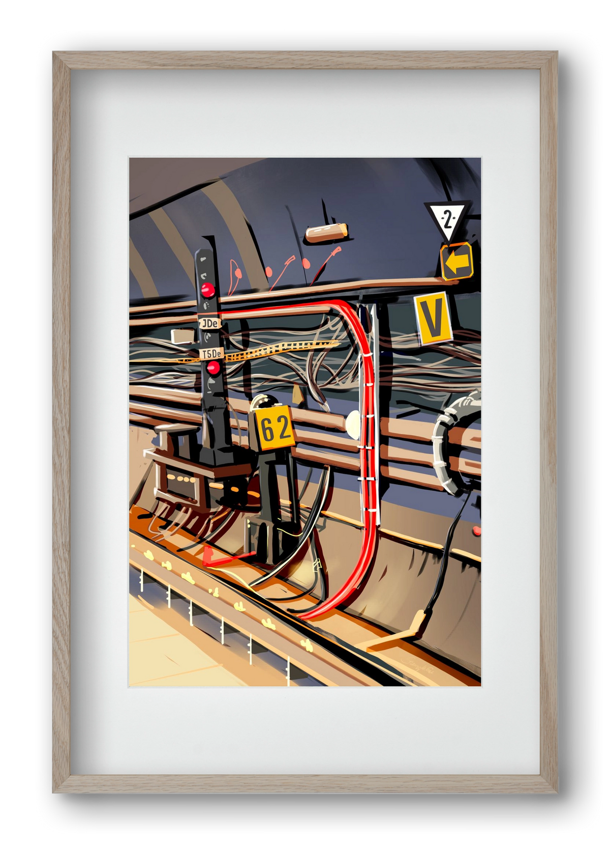 Metro, 40x60 cm (30x45 cm), Tölgy keret, paszpartuval