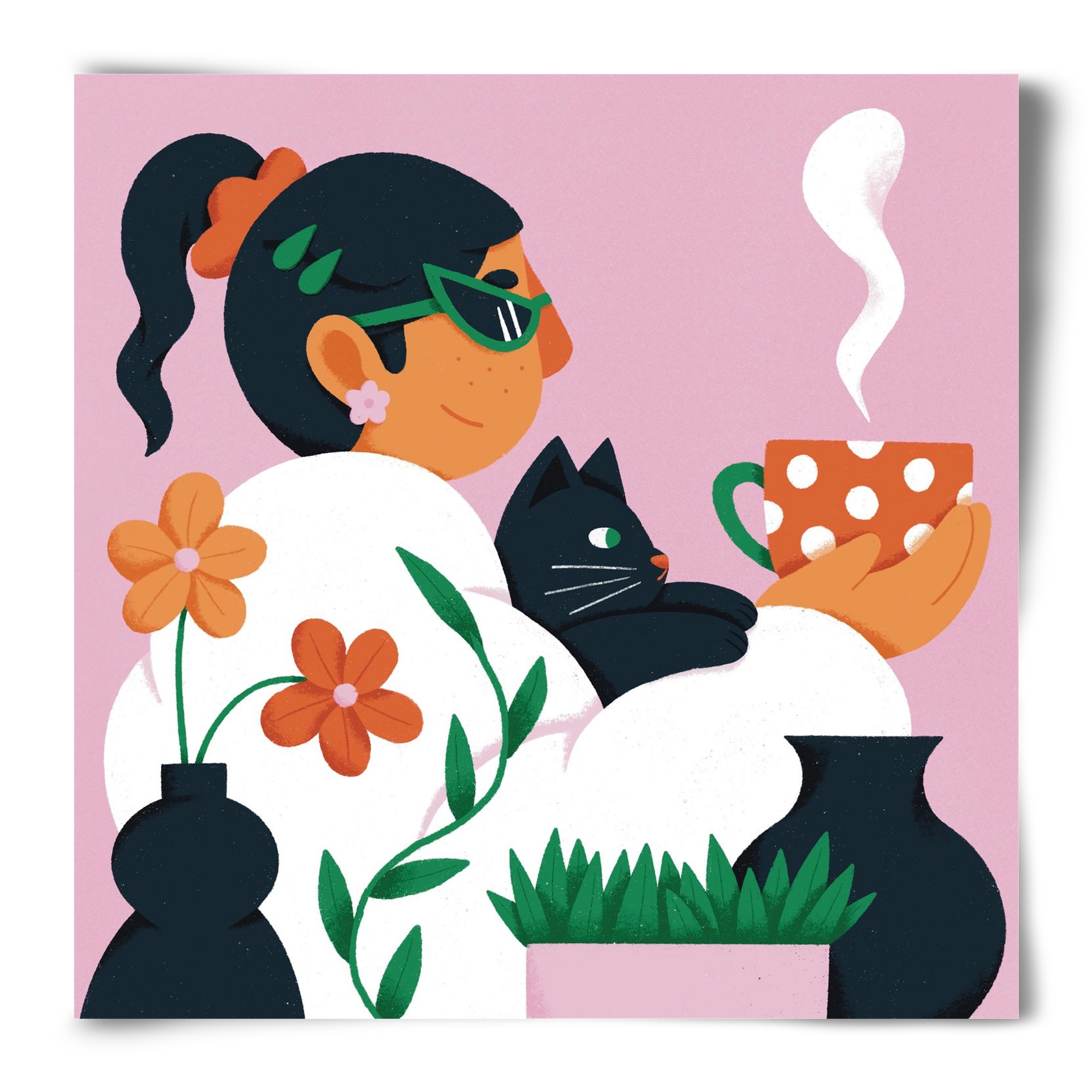 Girl with a cat, 50x50 cm, Keret nélkül