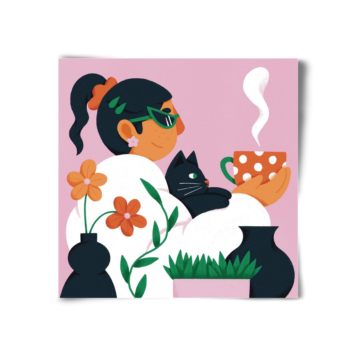 Girl with a cat, 30x30 cm, Keret nélkül