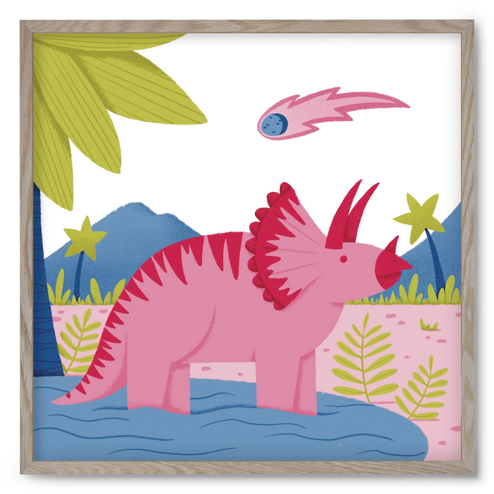 Triceratopsz, 50x50 cm (50x50 cm), Tölgy keret