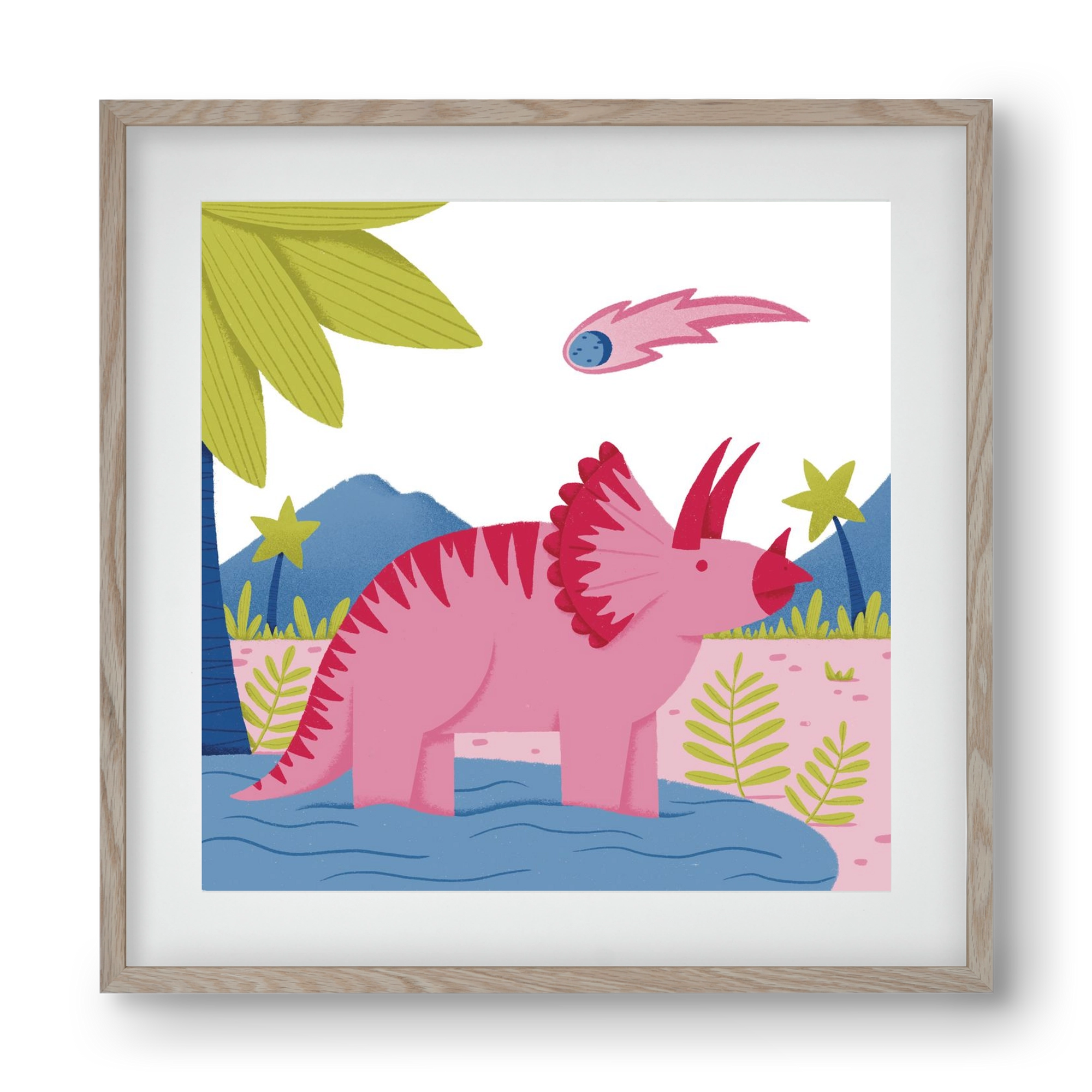 Triceratopsz, 40x40 cm (30x30 cm), Tölgy keret, paszpartuval