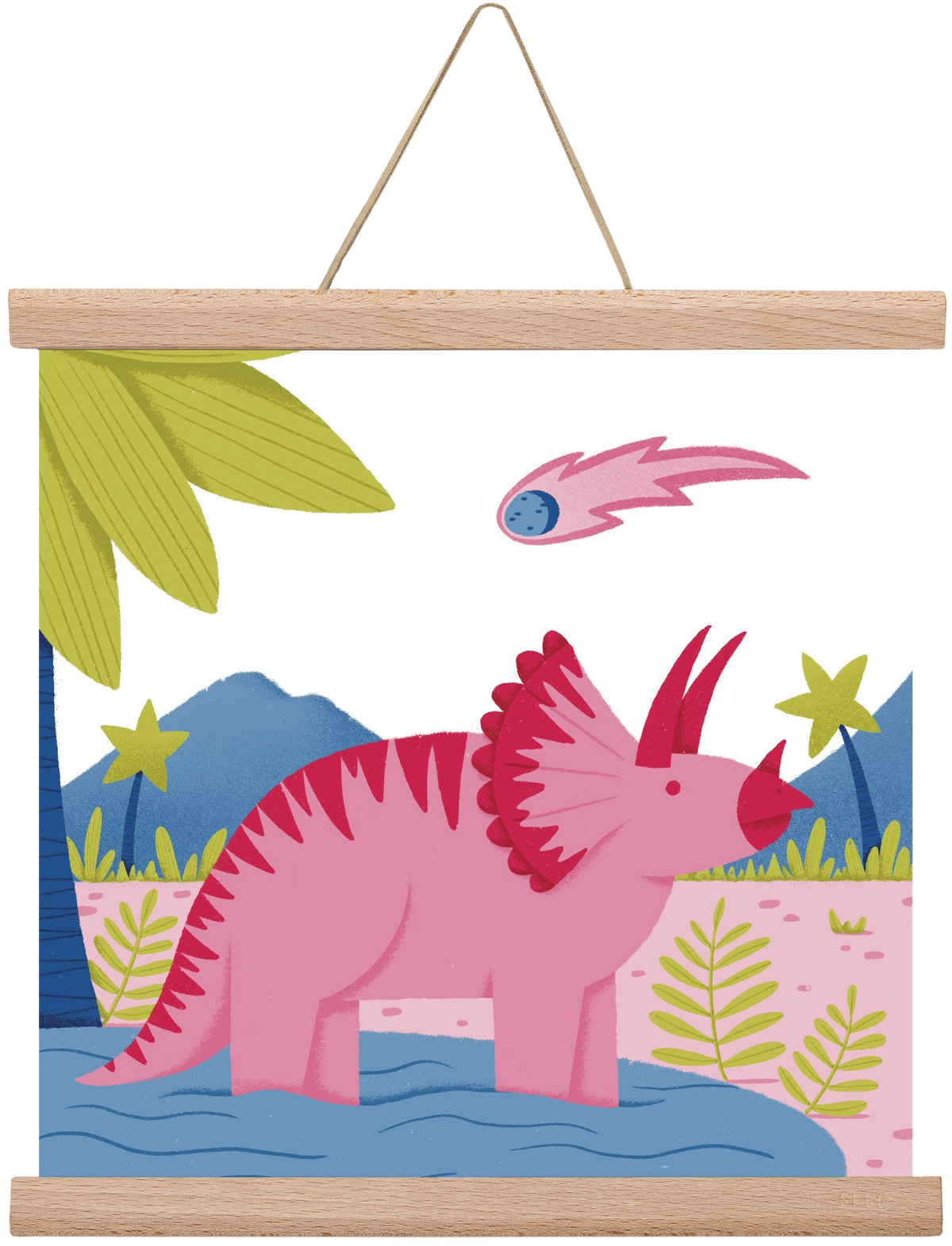Triceratopsz, 30x30 cm (30x30 cm), Tölgy akasztó