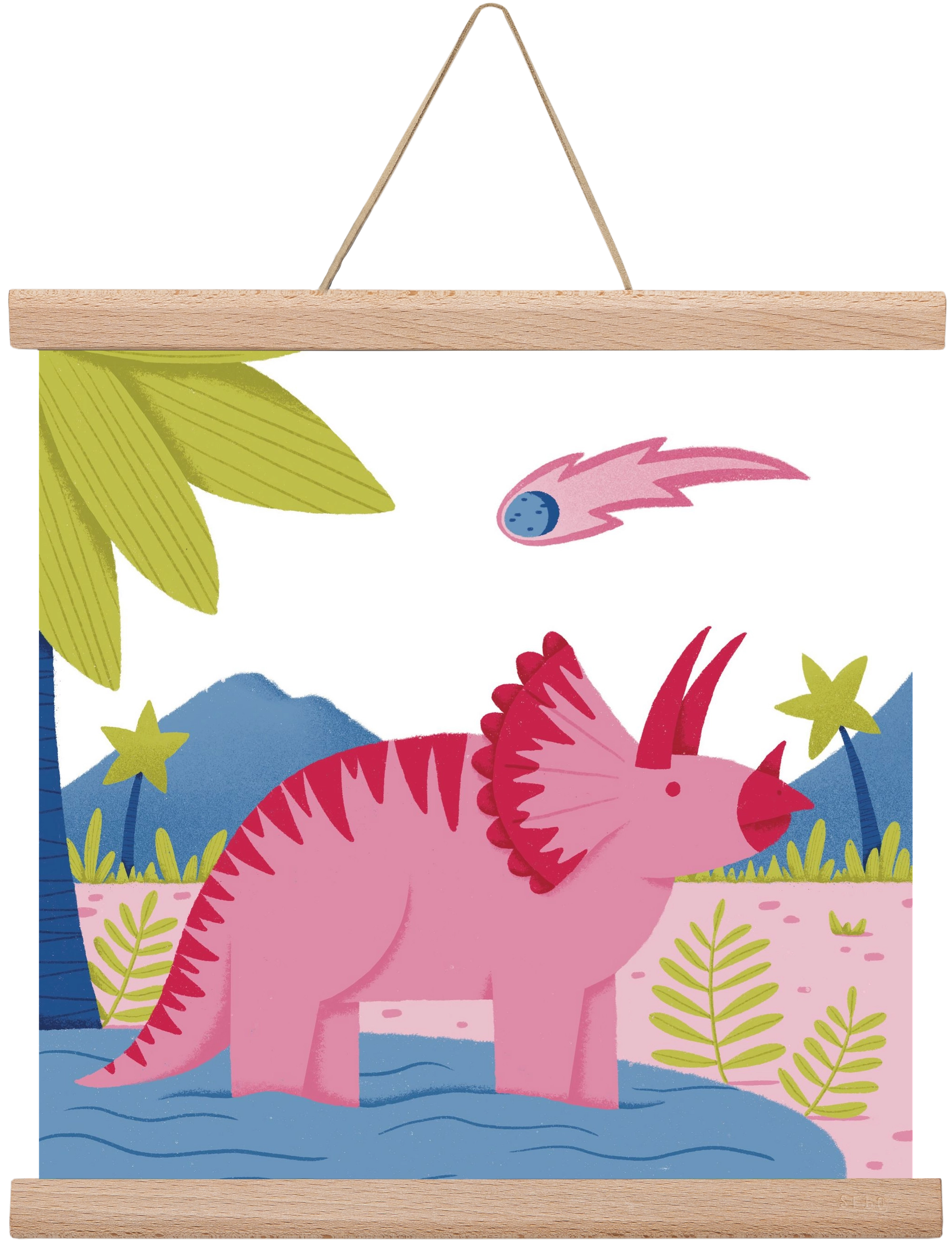 Triceratopsz, 30x30 cm (30x30 cm), Tölgy akasztó