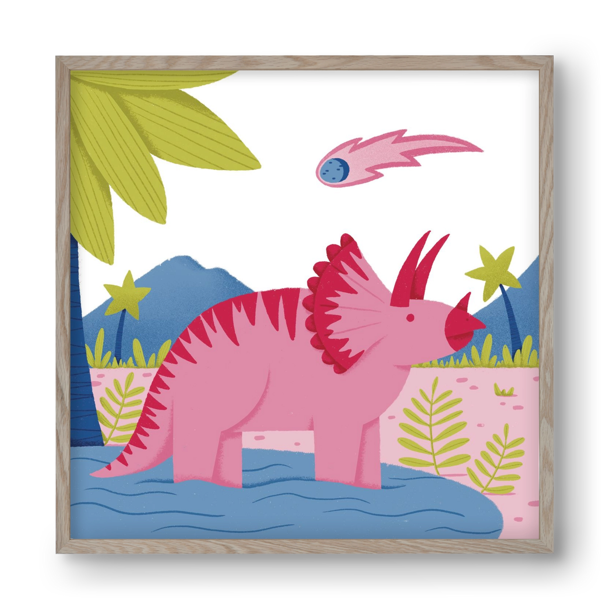 Triceratopsz, 40x40 cm (40x40 cm), Tölgy keret