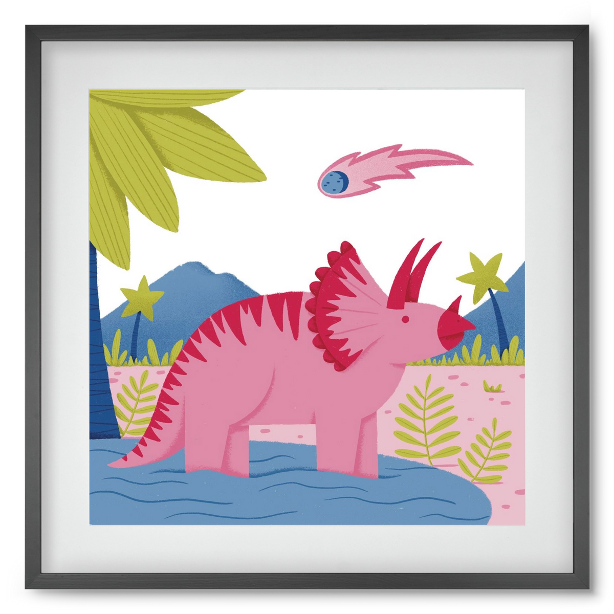 Triceratopsz, 50x50 cm (40x40 cm), Fekete keret, paszpartuval