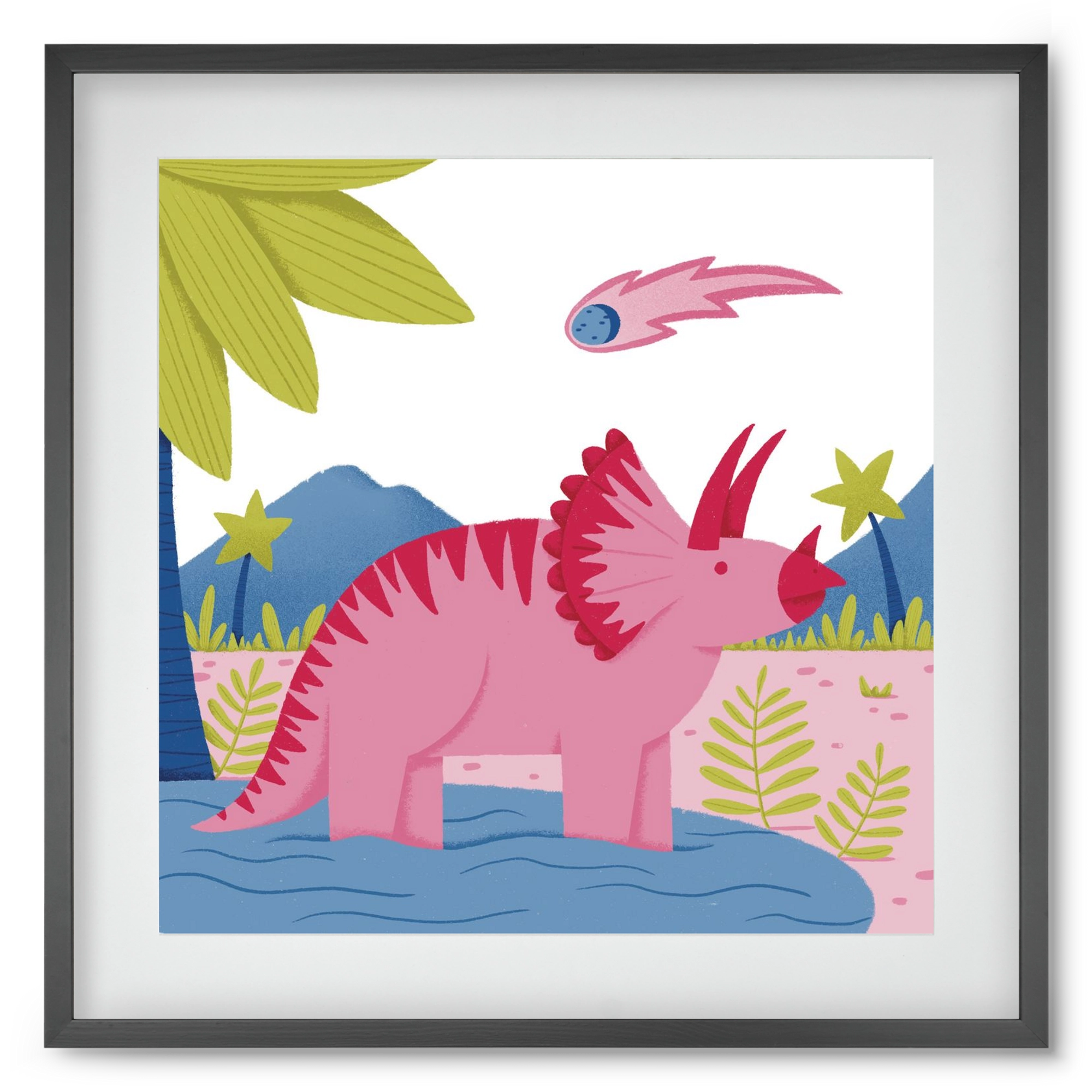 Triceratopsz, 50x50 cm (40x40 cm), Fekete keret, paszpartuval