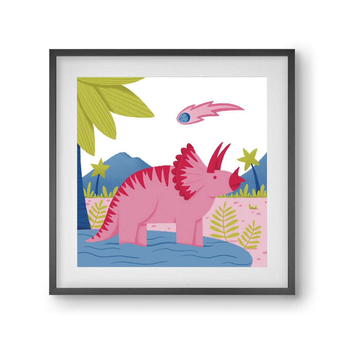 Triceratopsz, 30x30 cm (20x20 cm), Fekete keret, paszpartuval