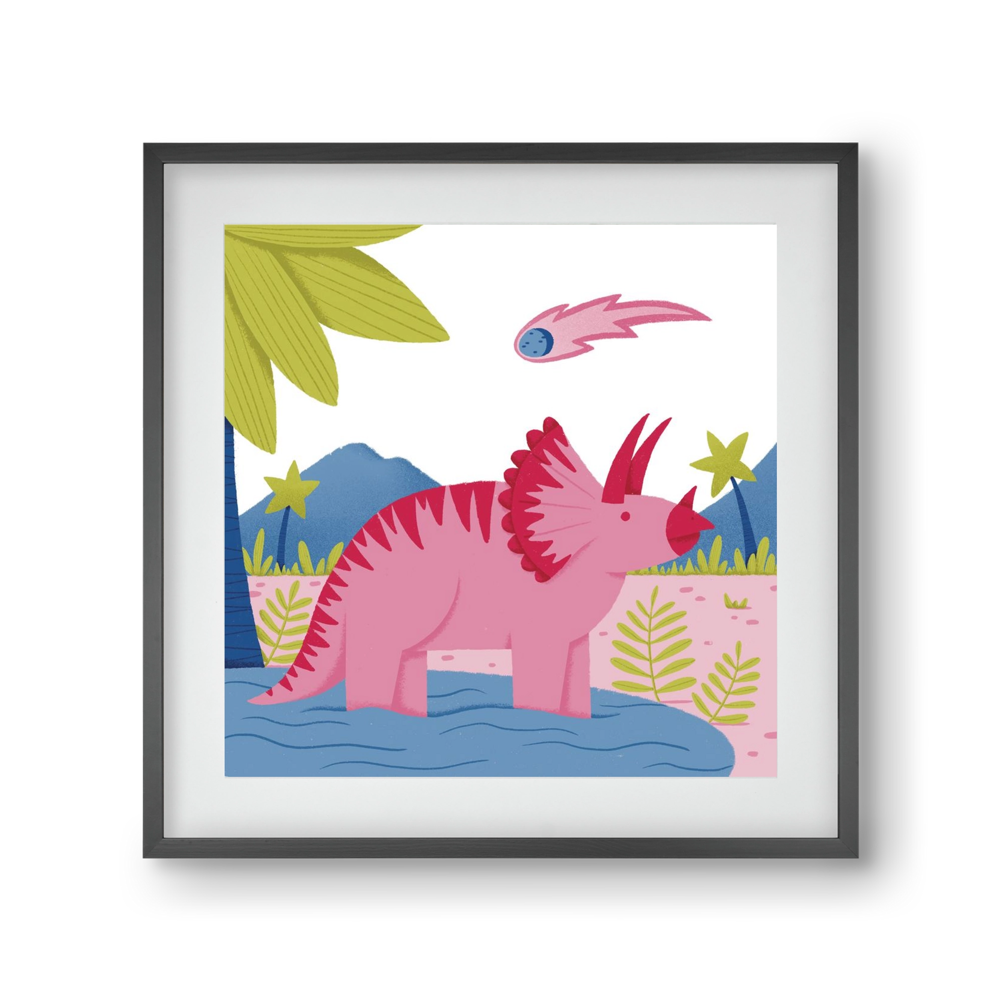 Triceratopsz, 30x30 cm (20x20 cm), Fekete keret, paszpartuval