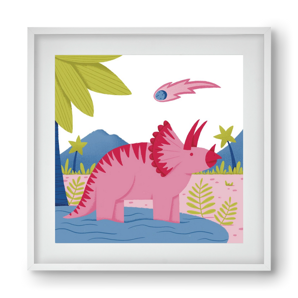 Triceratopsz, 40x40 cm (30x30 cm), Fehér keret, paszpartuval