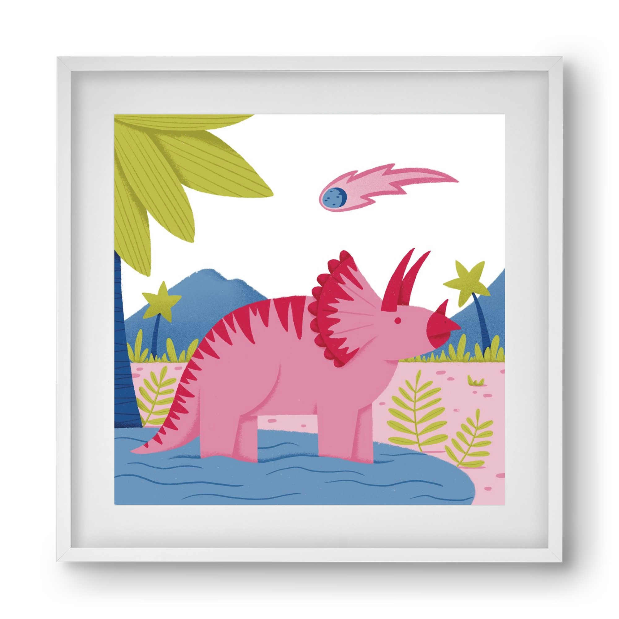 Triceratopsz, 40x40 cm (30x30 cm), Fehér keret, paszpartuval