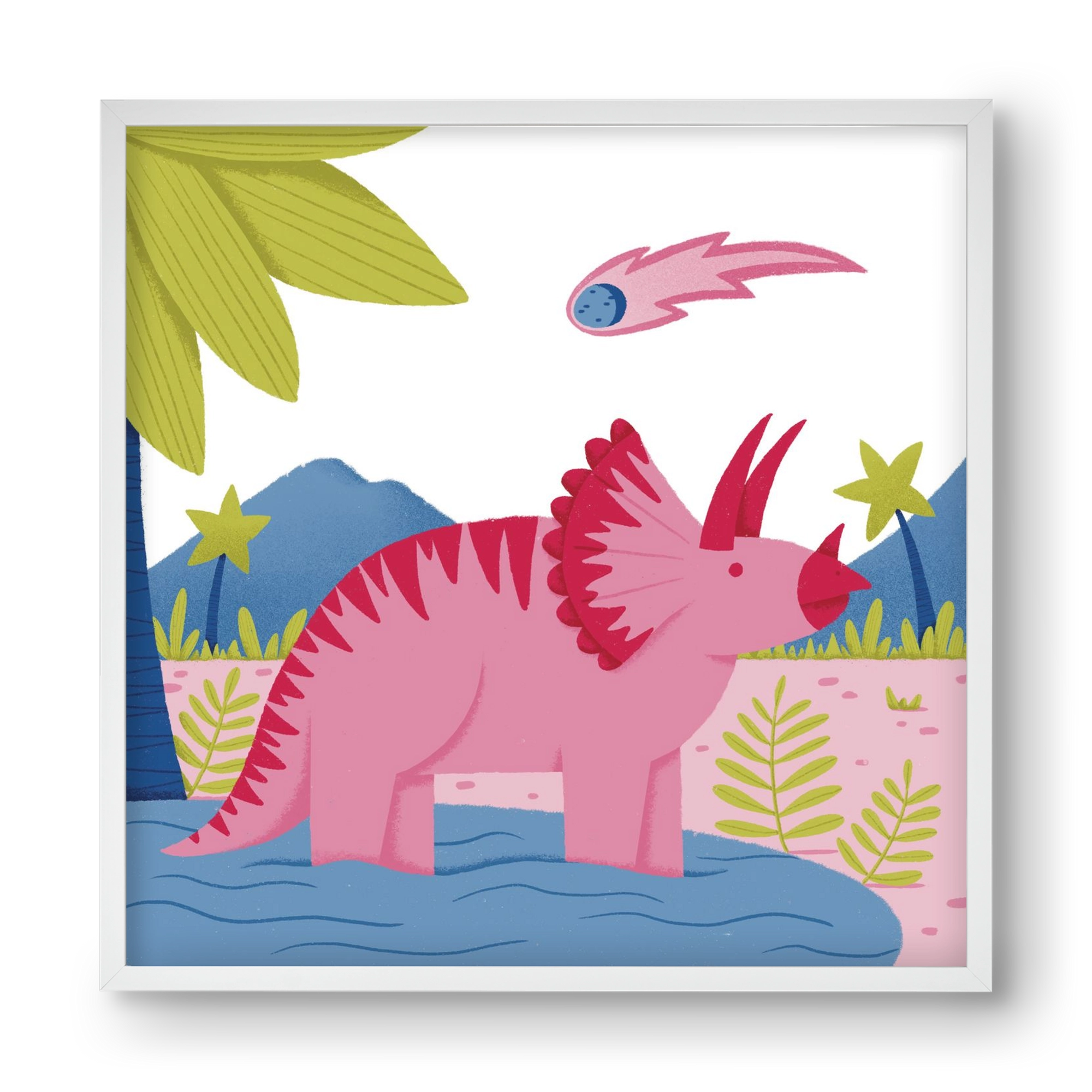 Triceratopsz, 40x40 cm (40x40 cm), Fehér keret