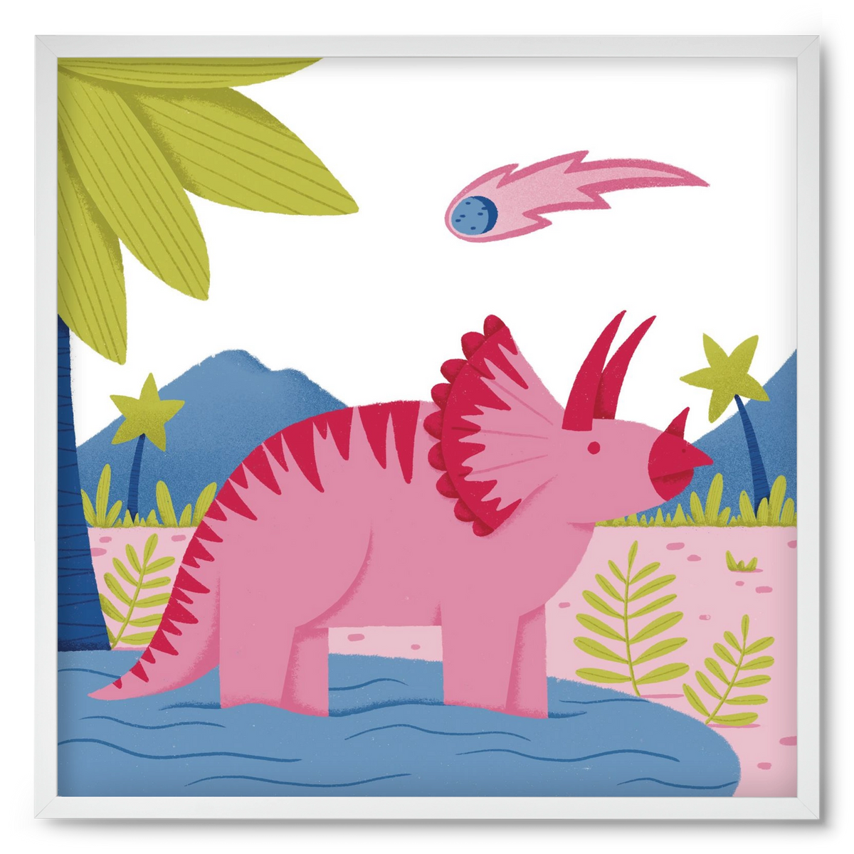 Triceratopsz, 50x50 cm (50x50 cm), Fehér keret