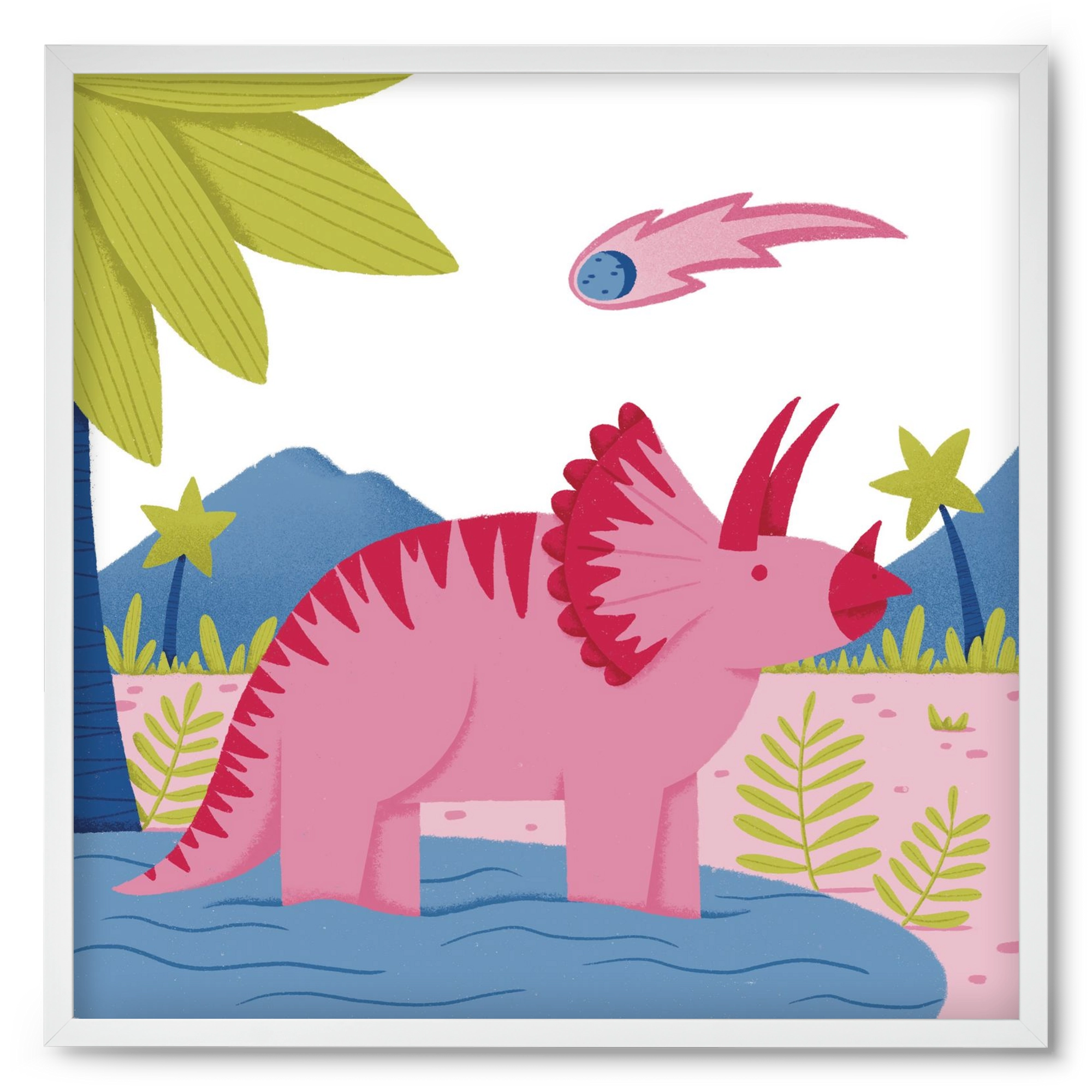 Triceratopsz, 50x50 cm (50x50 cm), Fehér keret