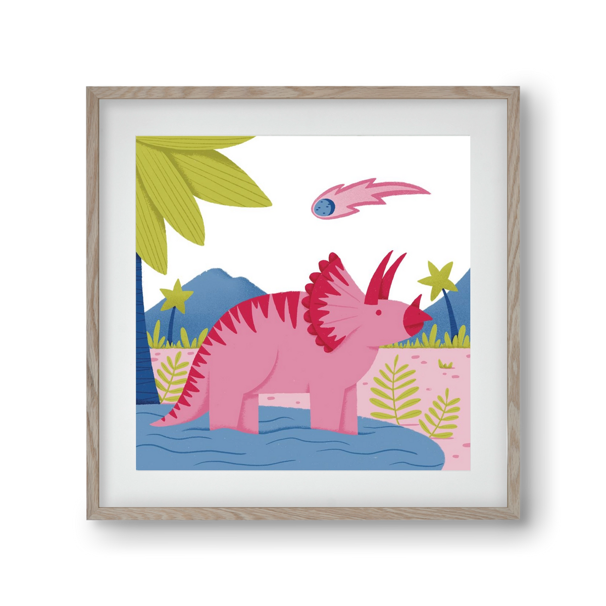 Triceratopsz, 30x30 cm (20x20 cm), Tölgy keret, paszpartuval