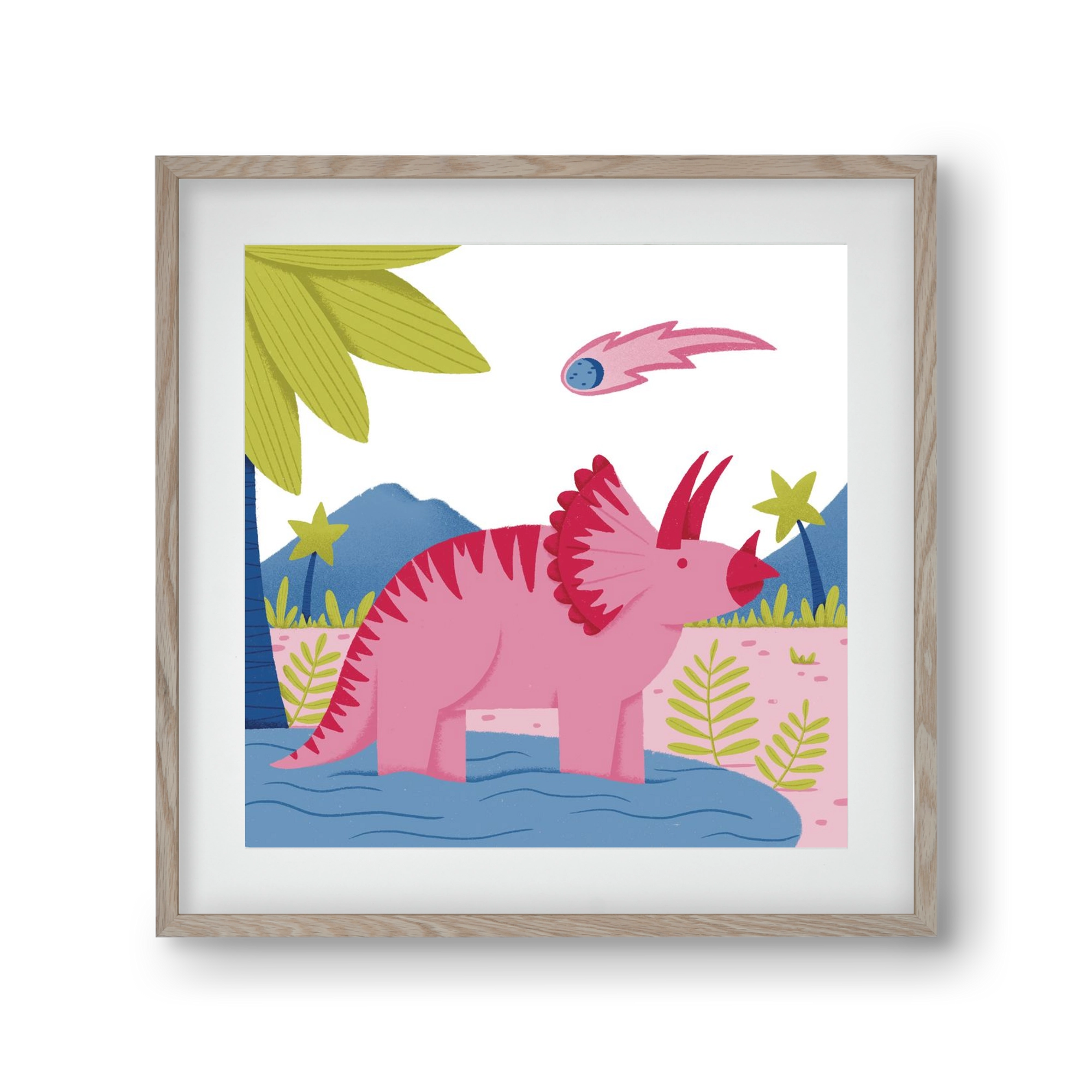 Triceratopsz, 30x30 cm (20x20 cm), Tölgy keret, paszpartuval