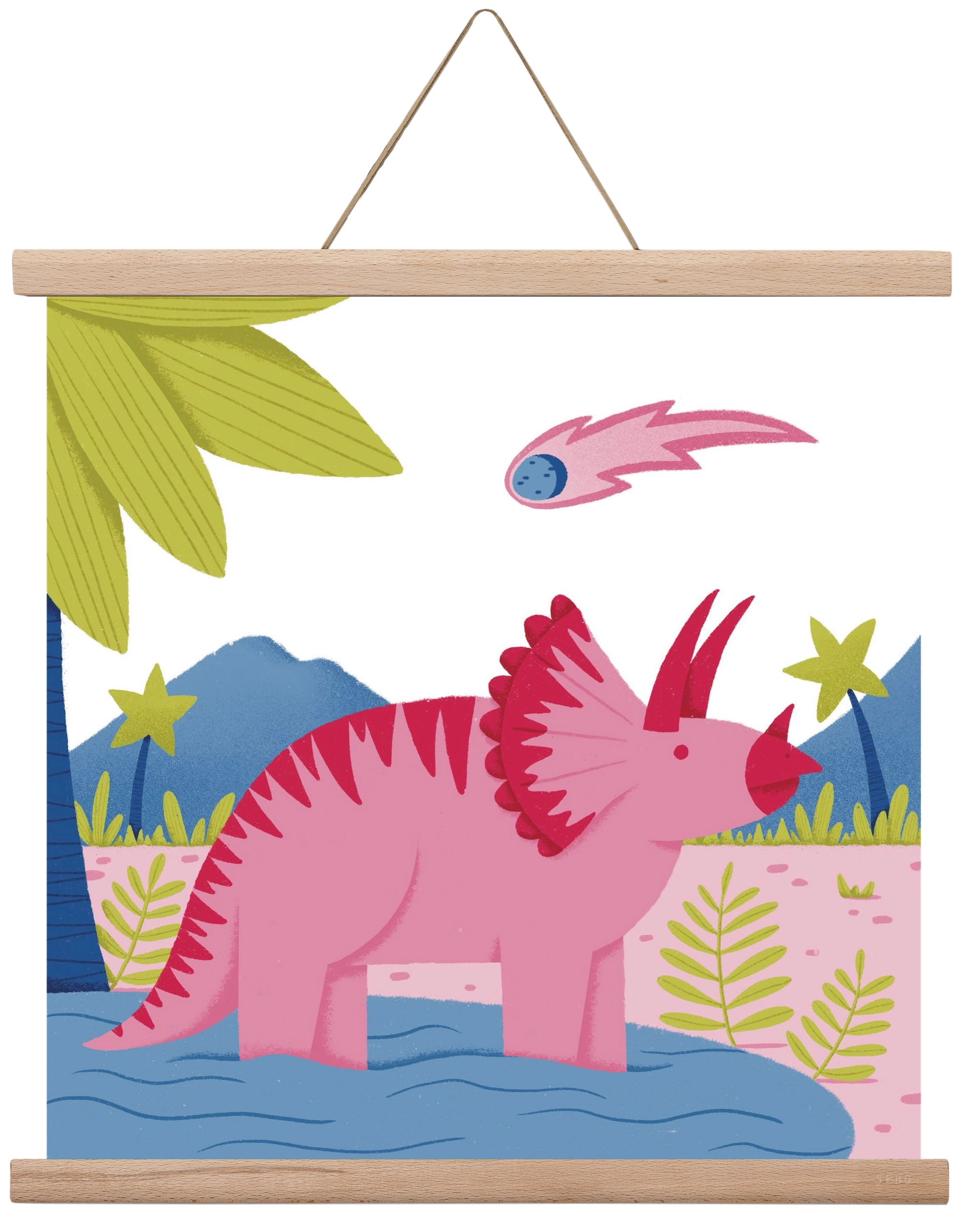 Triceratopsz, 40x40 cm (40x40 cm), Tölgy akasztó