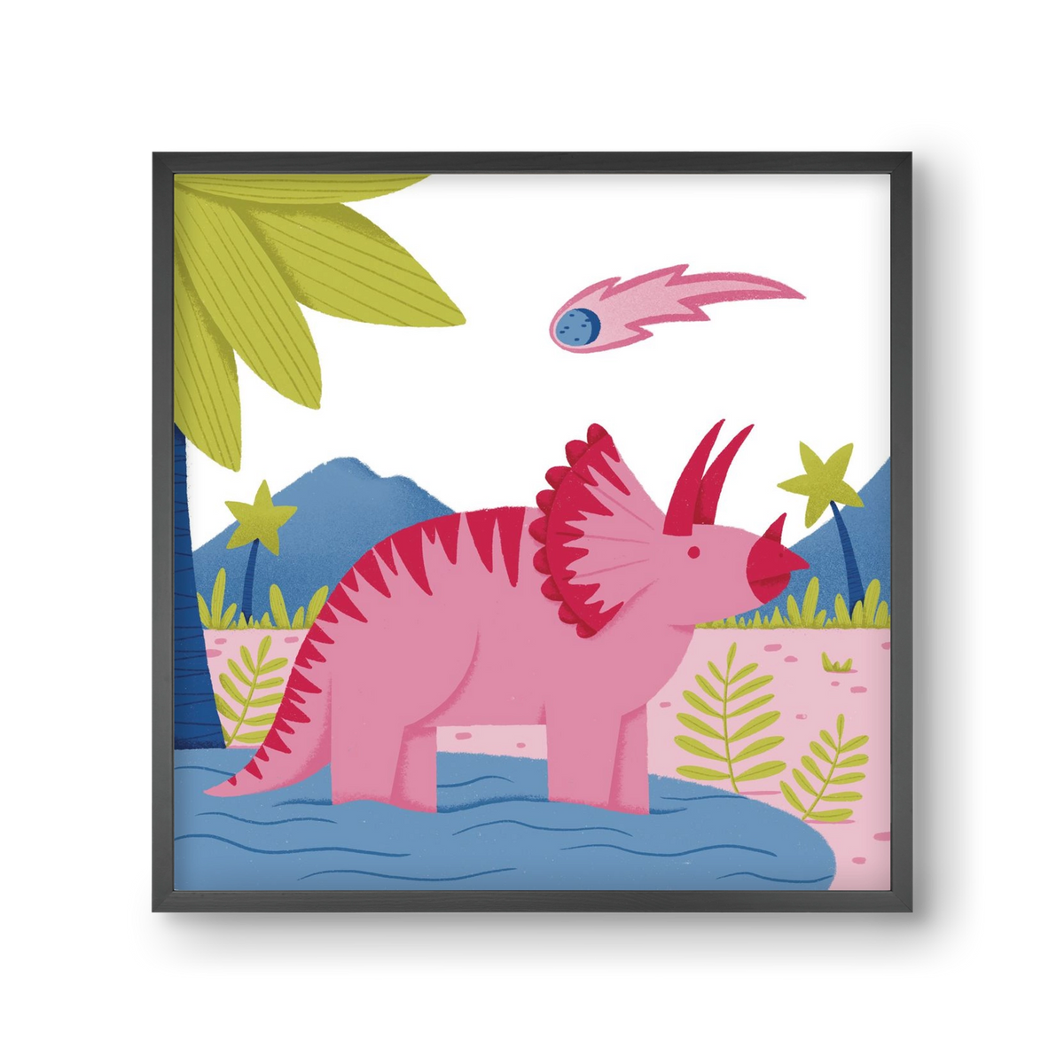 Triceratopsz, 30x30 cm (30x30 cm), Fekete keret