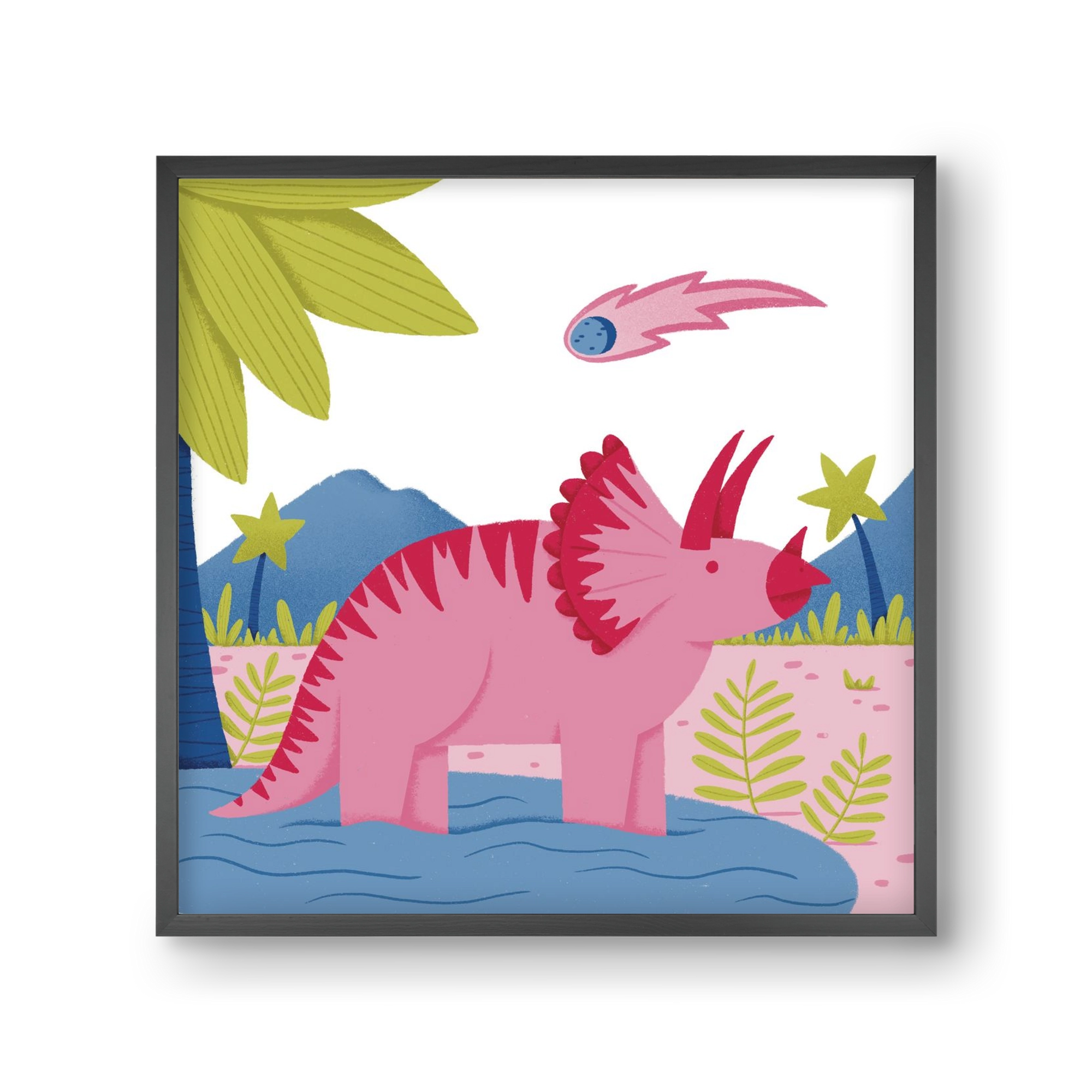 Triceratopsz, 30x30 cm (30x30 cm), Fekete keret