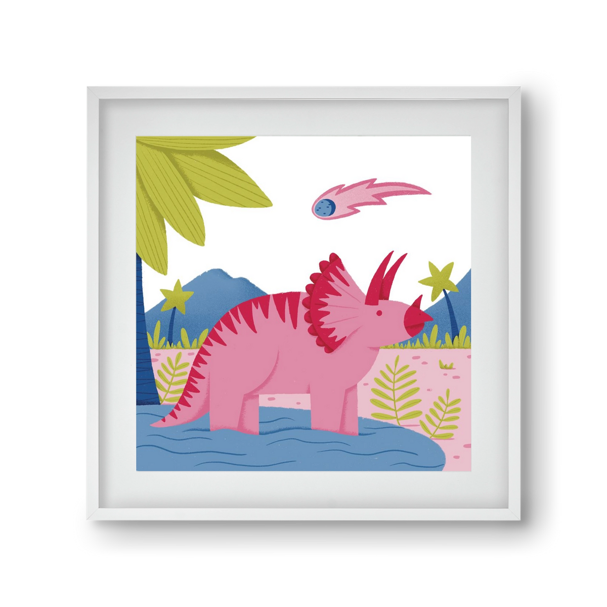 Triceratopsz, 30x30 cm (20x20 cm), Fehér keret, paszpartuval