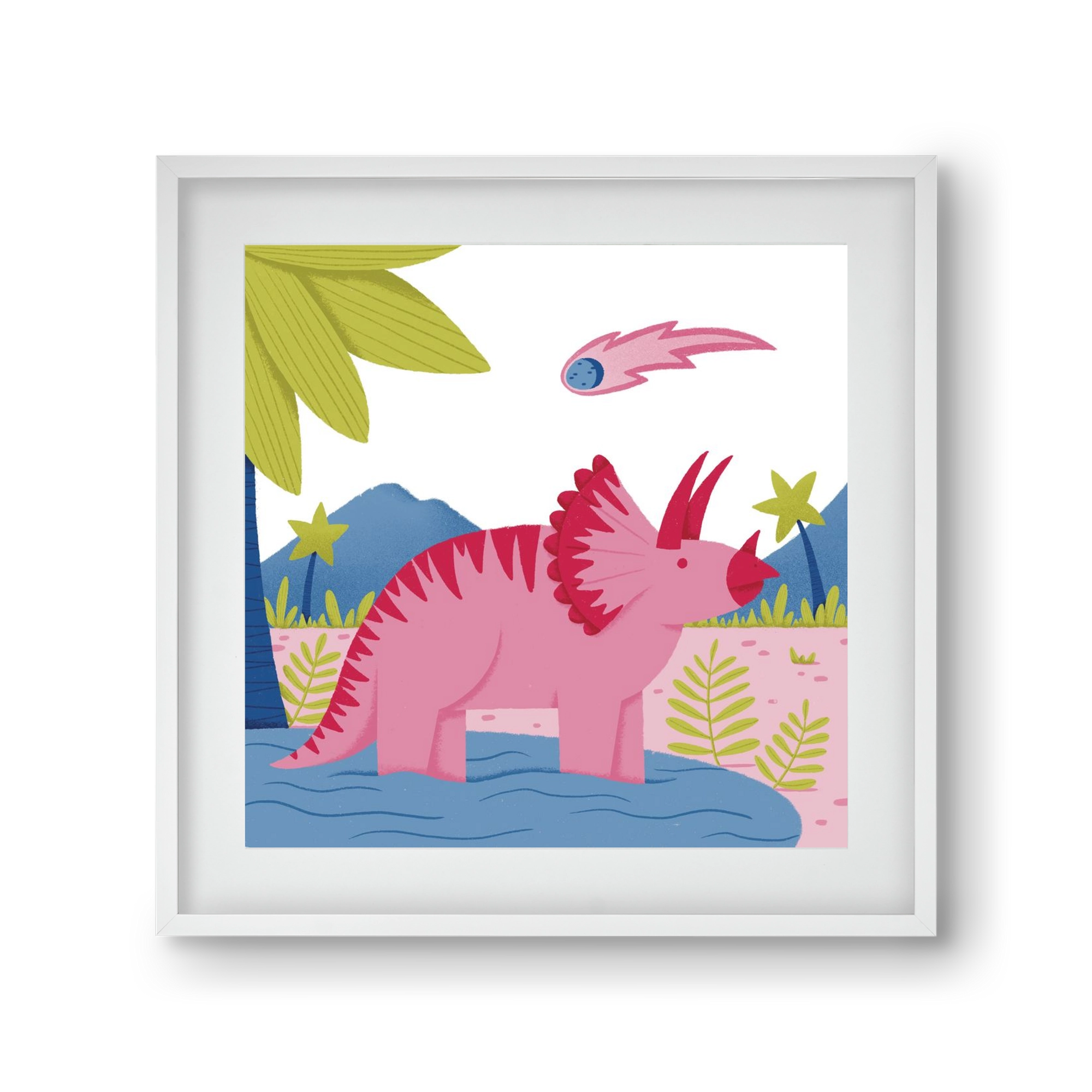 Triceratopsz, 30x30 cm (20x20 cm), Fehér keret, paszpartuval