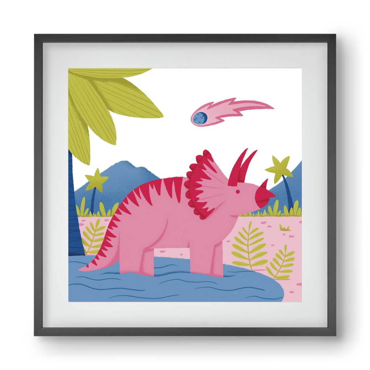 Triceratopsz, 40x40 cm (30x30 cm), Fekete keret, paszpartuval