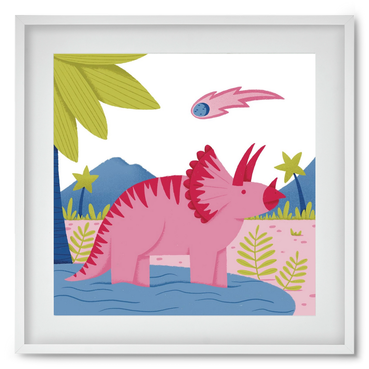 Triceratopsz, 50x50 cm (40x40 cm), Fehér keret, paszpartuval