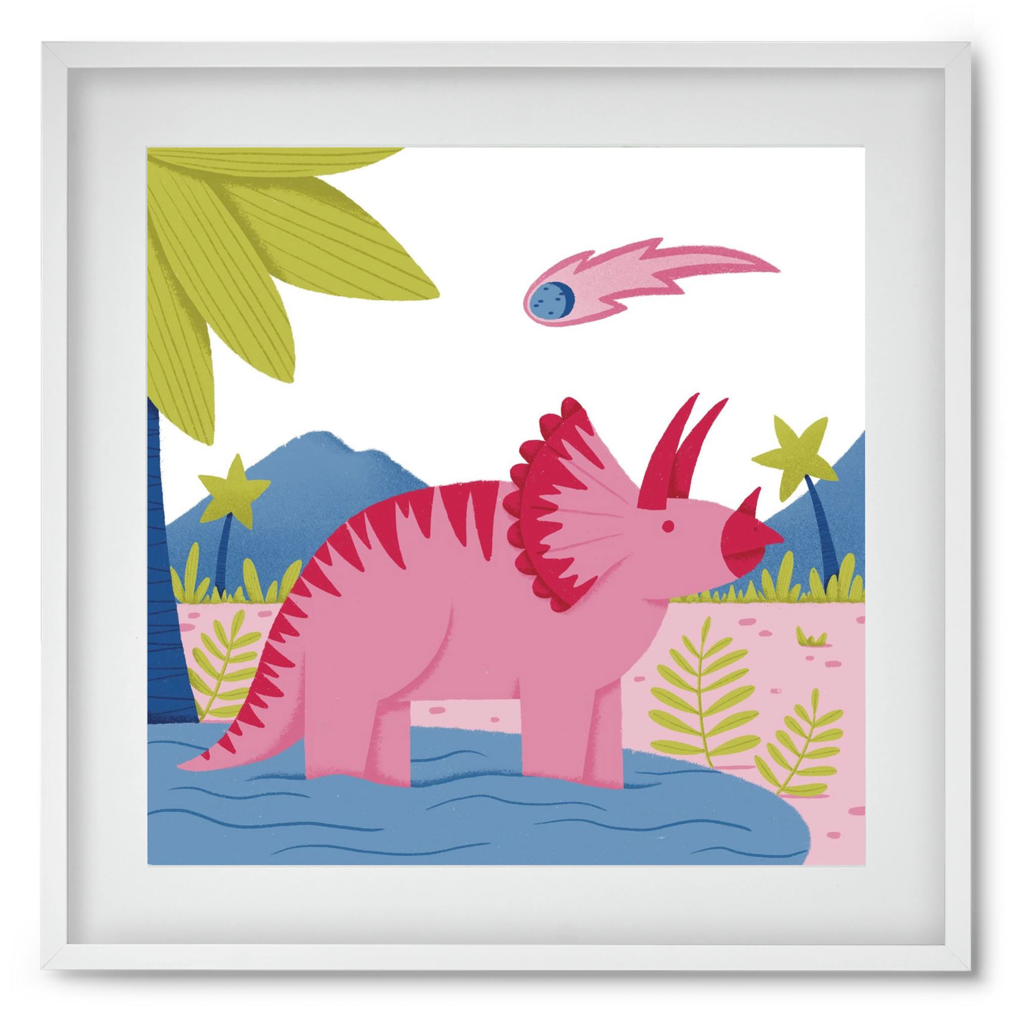 Triceratopsz, 50x50 cm (40x40 cm), Fehér keret, paszpartuval