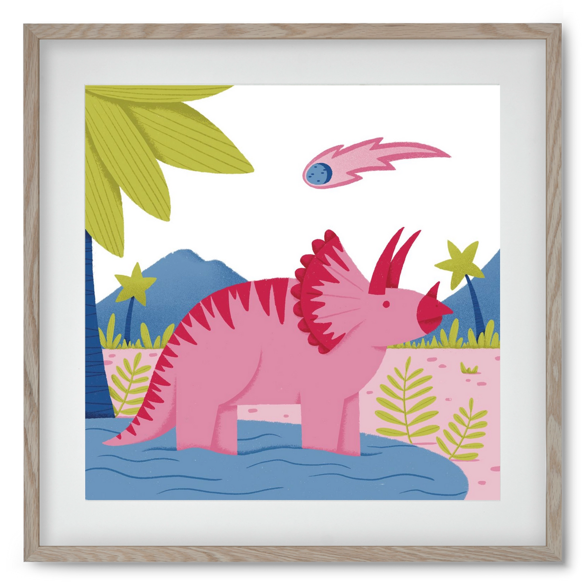 Triceratopsz, 50x50 cm (40x40 cm), Tölgy keret, paszpartuval