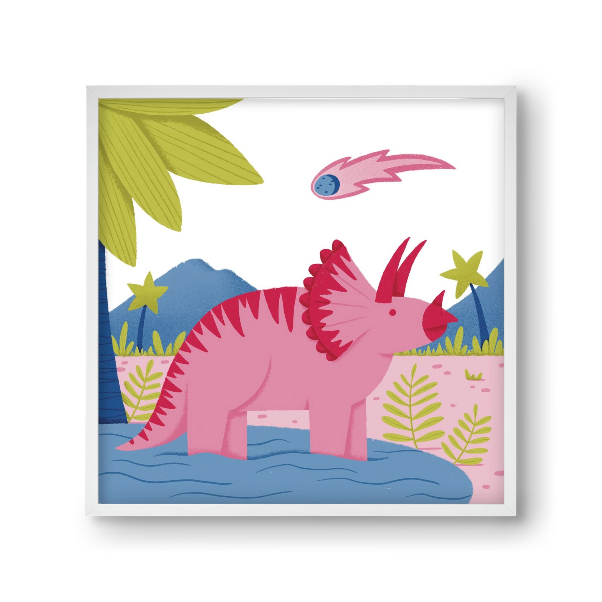 Triceratopsz, 30x30 cm (30x30 cm), Fehér keret