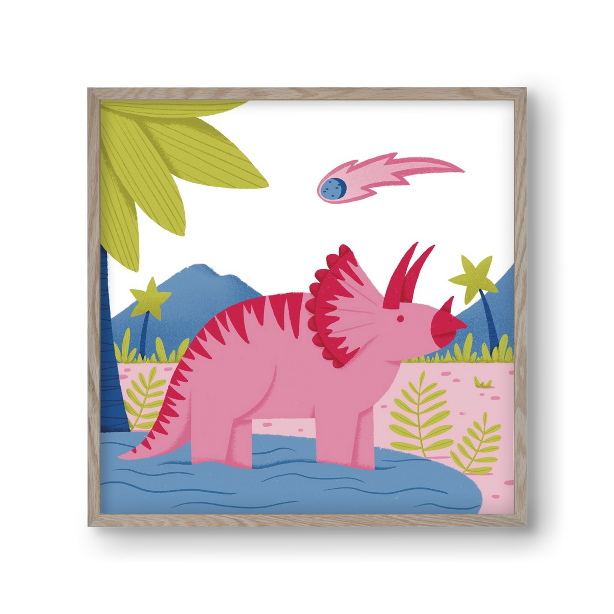 Triceratopsz, 30x30 cm (30x30 cm), Tölgy keret