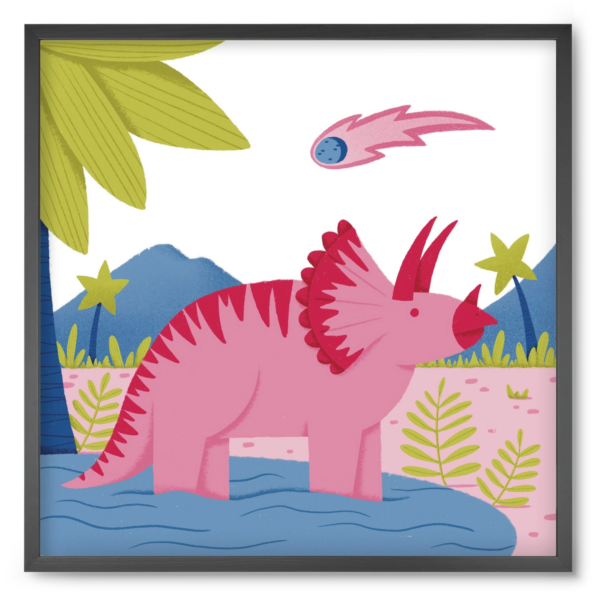 Triceratopsz, 50x50 cm (50x50 cm), Fekete keret