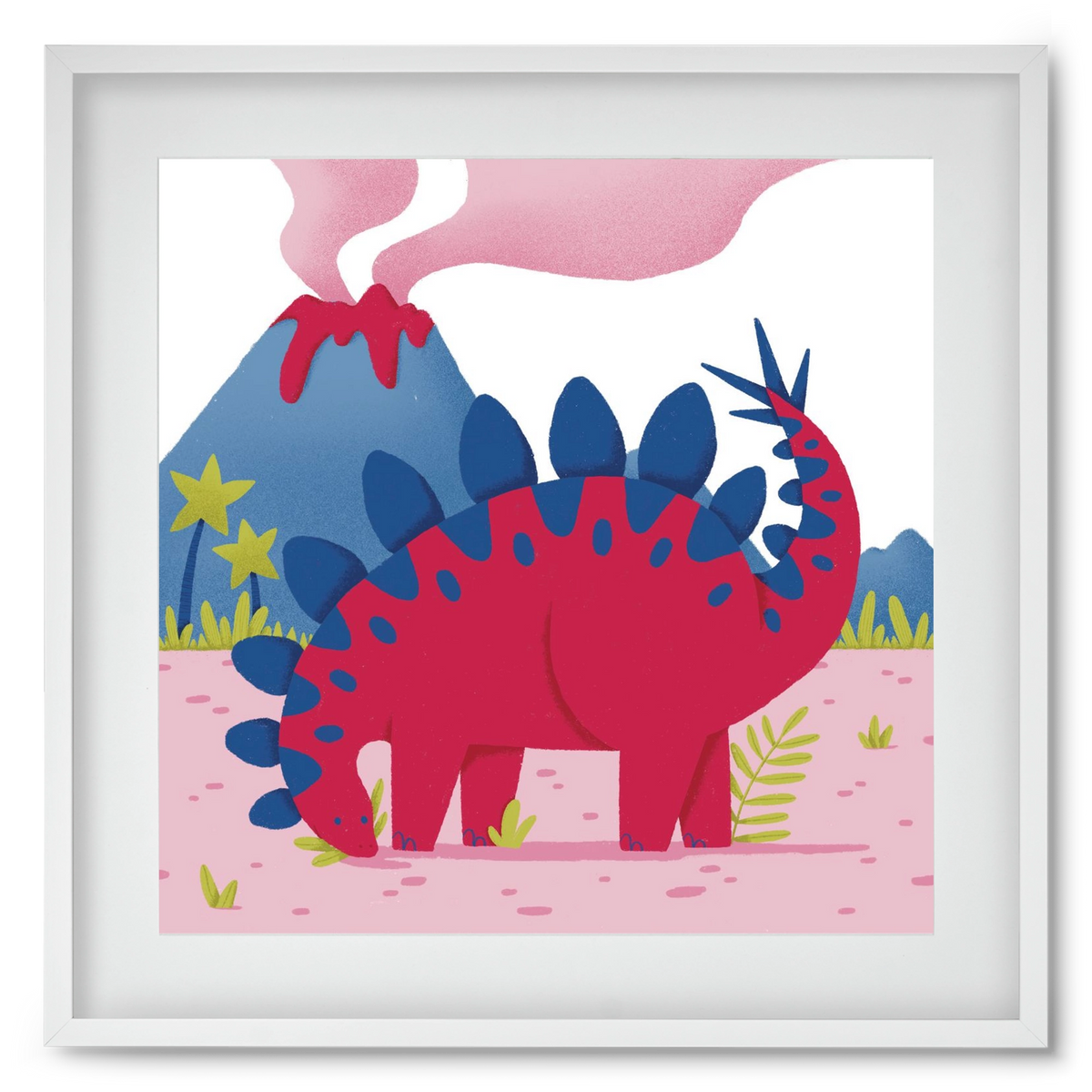 Sztegoszaurusz, 50x50 cm (40x40 cm), Fehér keret, paszpartuval