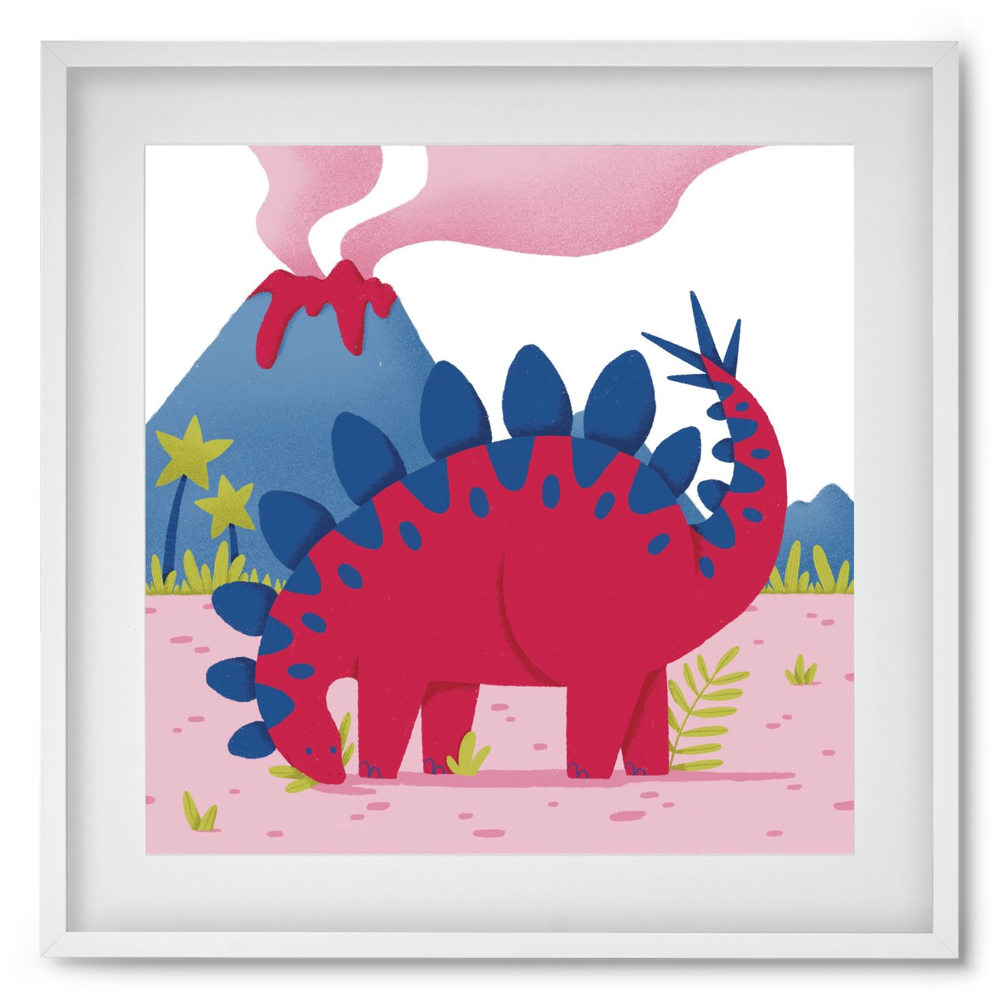 Sztegoszaurusz, 50x50 cm (40x40 cm), Fehér keret, paszpartuval