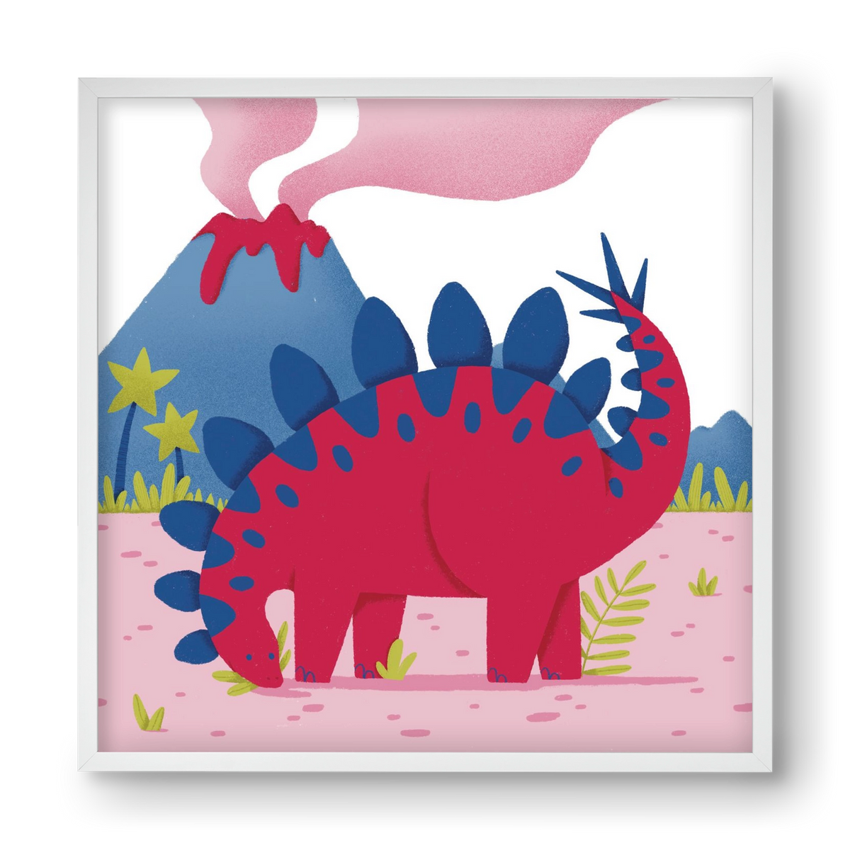 Sztegoszaurusz, 40x40 cm (40x40 cm), Fehér keret