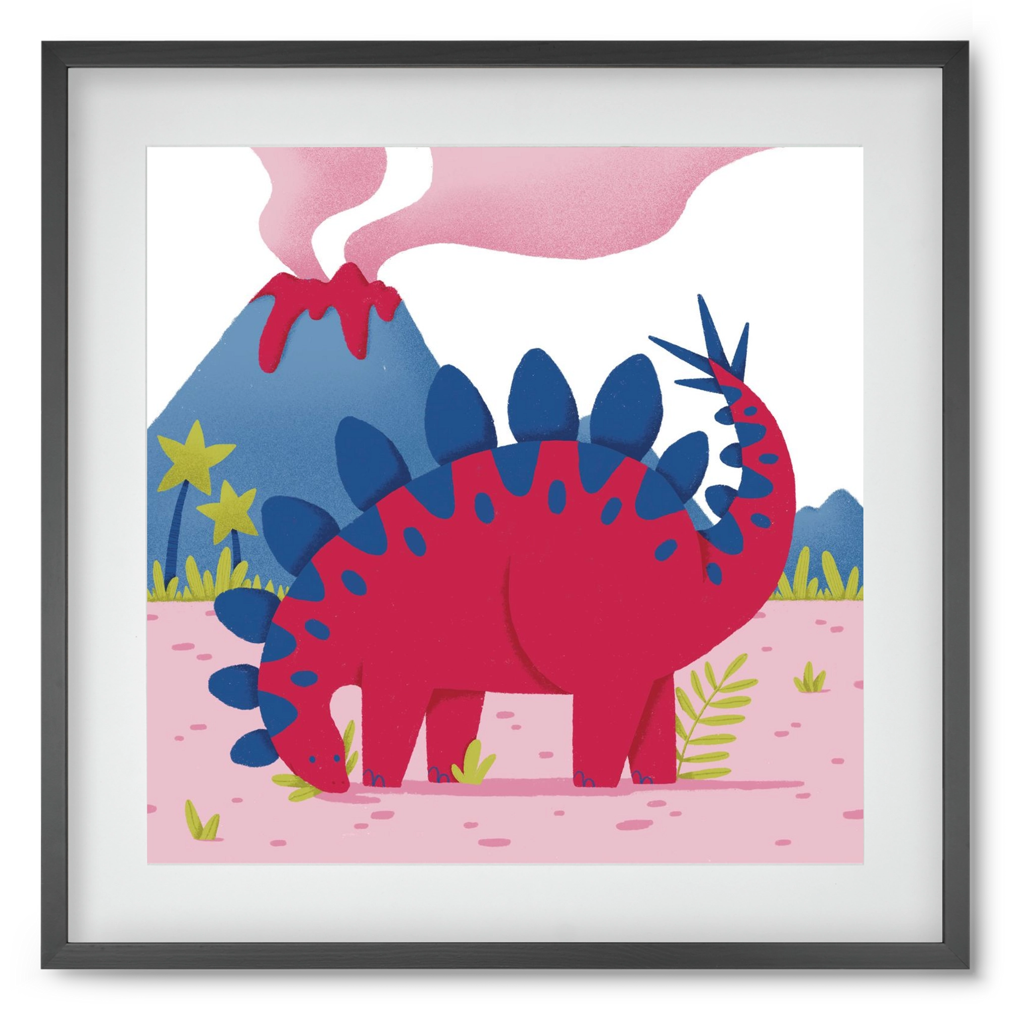 Sztegoszaurusz, 50x50 cm (40x40 cm), Fekete keret, paszpartuval