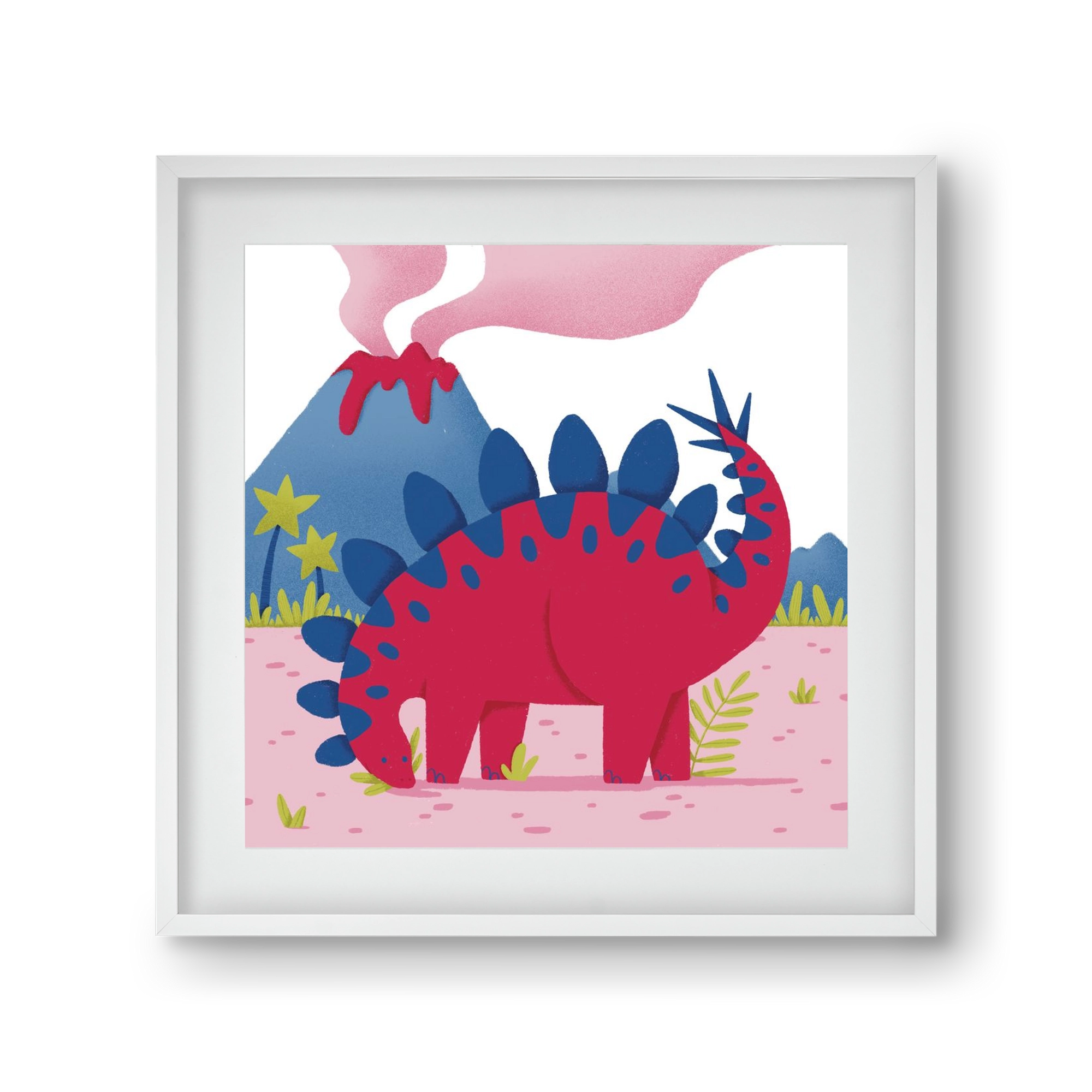 Sztegoszaurusz, 30x30 cm (20x20 cm), Fehér keret, paszpartuval