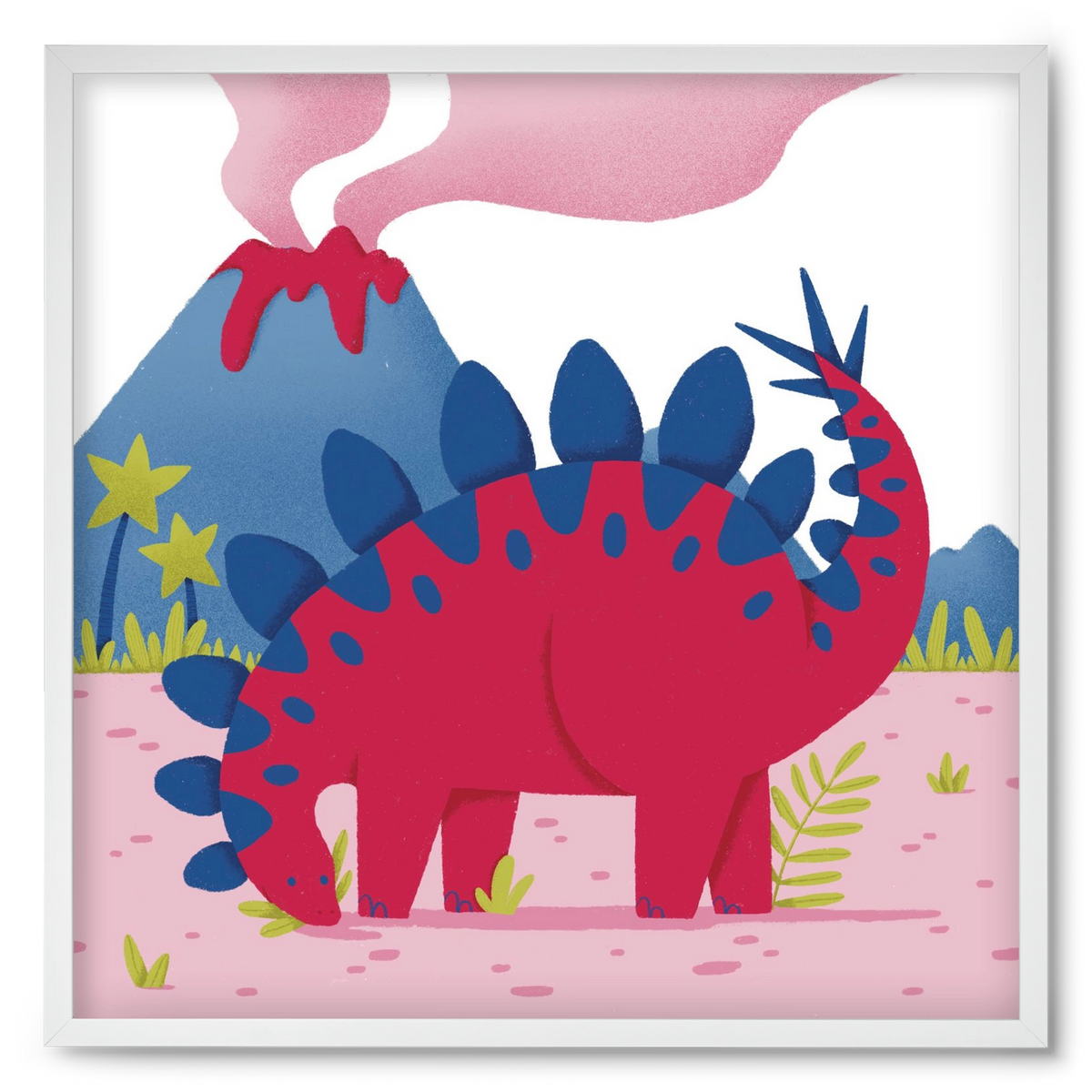 Sztegoszaurusz, 50x50 cm (50x50 cm), Fehér keret