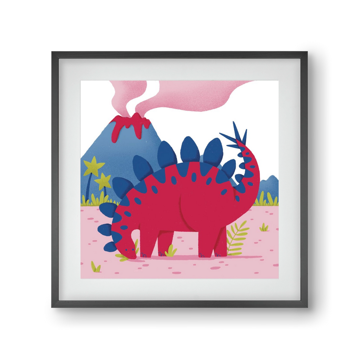 Sztegoszaurusz, 30x30 cm (20x20 cm), Fekete keret, paszpartuval