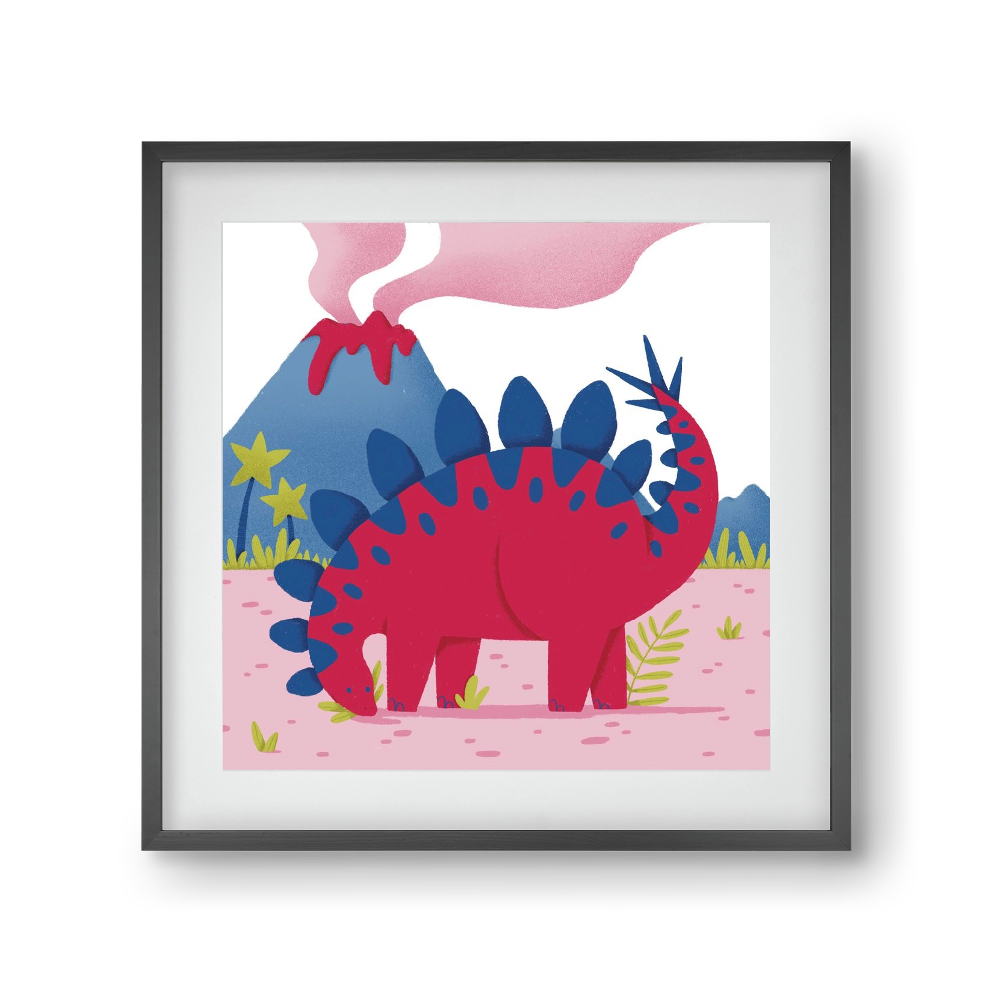 Sztegoszaurusz, 30x30 cm (20x20 cm), Fekete keret, paszpartuval