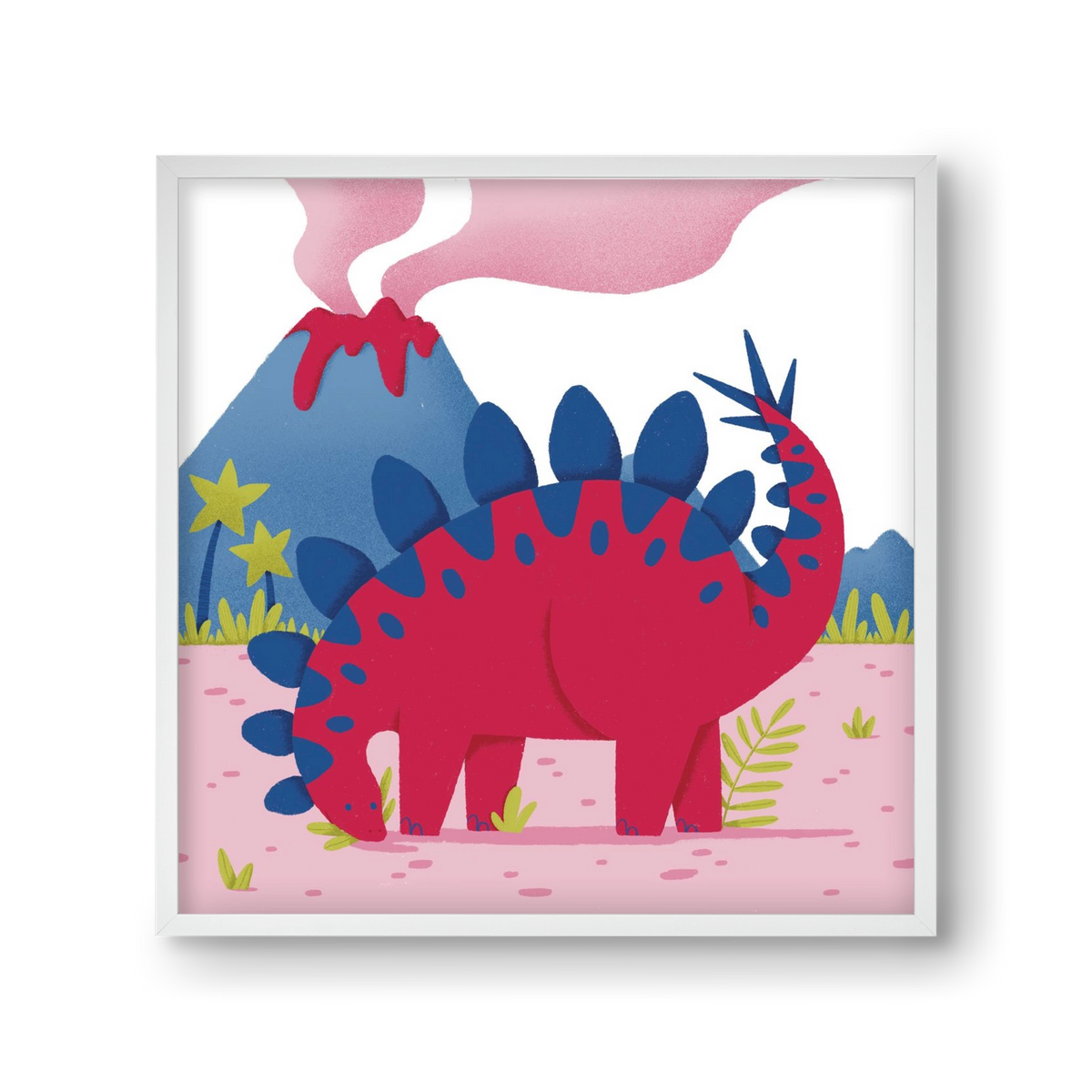 Sztegoszaurusz, 30x30 cm (30x30 cm), Fehér keret