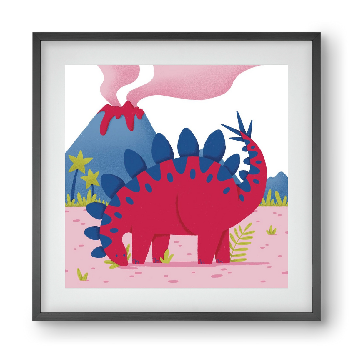 Sztegoszaurusz, 40x40 cm (30x30 cm), Fekete keret, paszpartuval