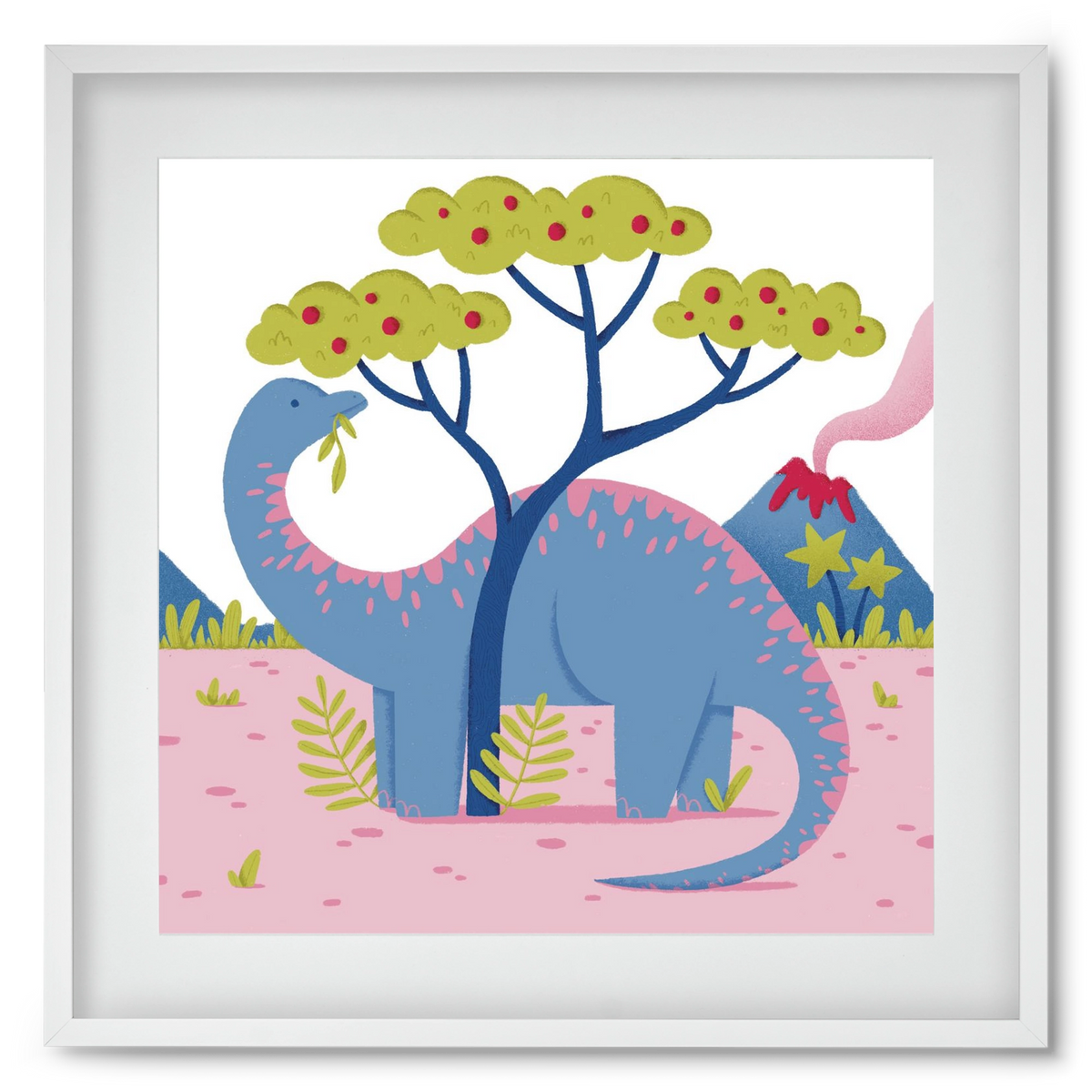 Brontoszaurusz, 50x50 cm (40x40 cm), Fehér keret, paszpartuval