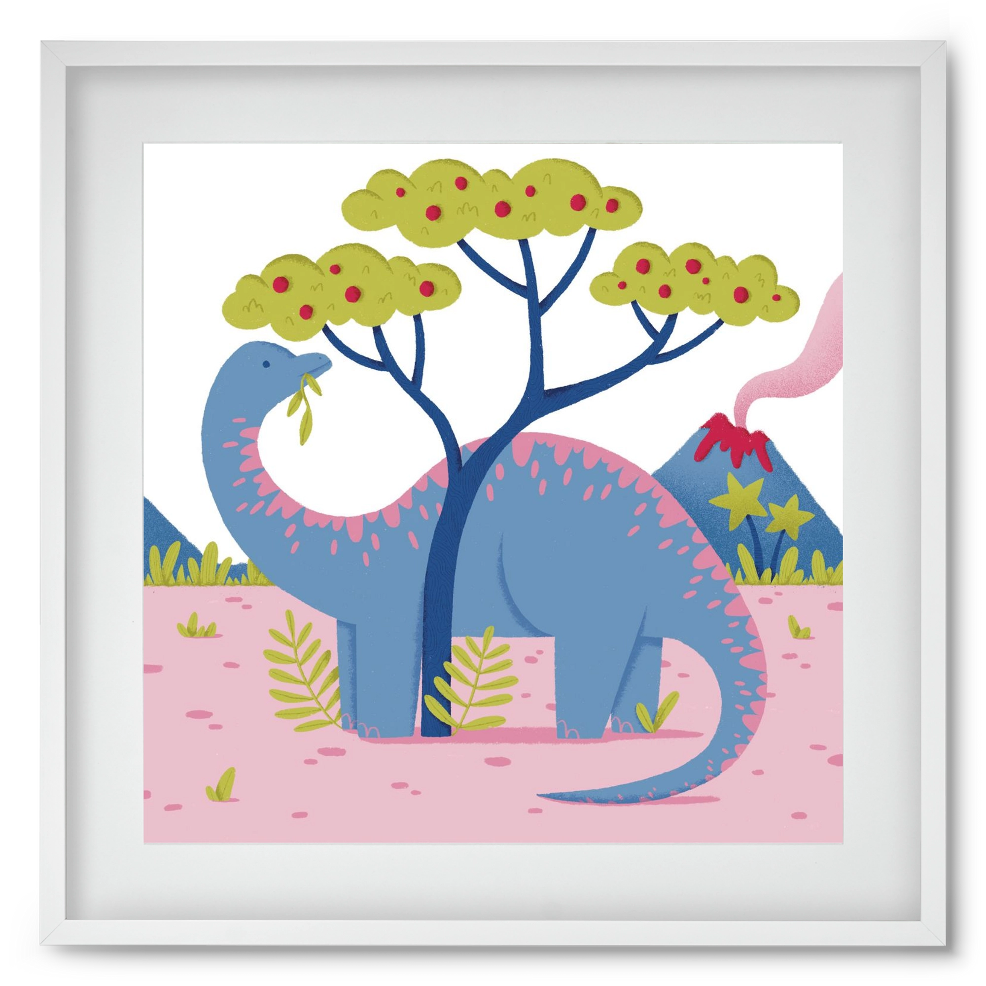 Brontoszaurusz, 50x50 cm (40x40 cm), Fehér keret, paszpartuval