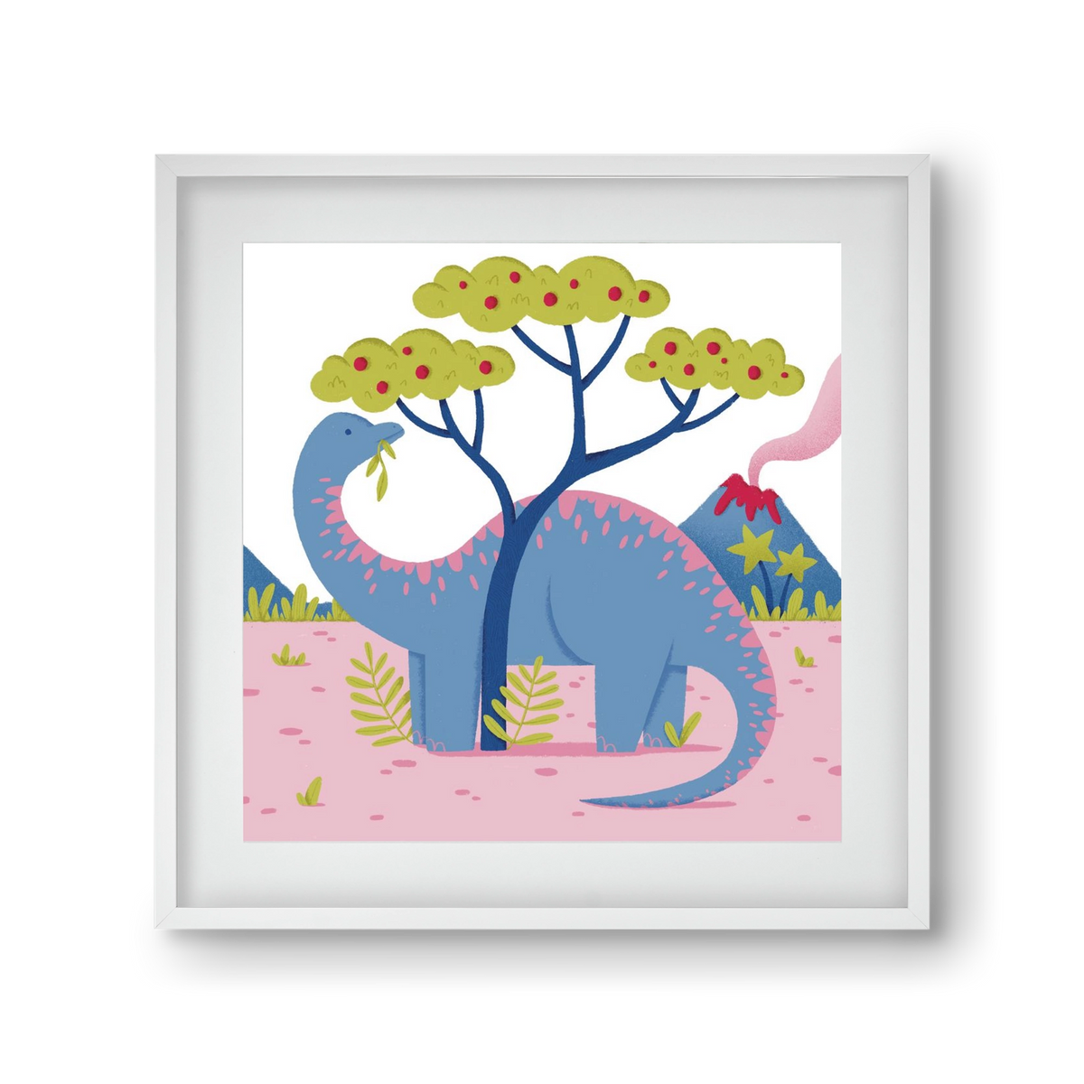 Brontoszaurusz, 30x30 cm (20x20 cm), Fehér keret, paszpartuval