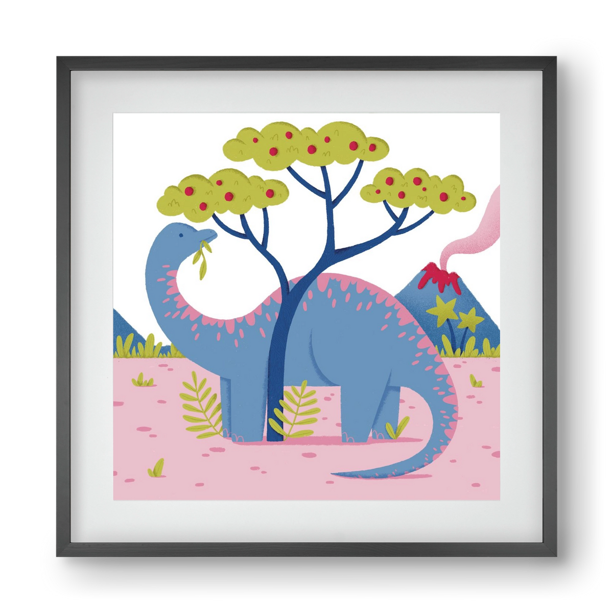 Brontoszaurusz, 40x40 cm (30x30 cm), Fekete keret, paszpartuval