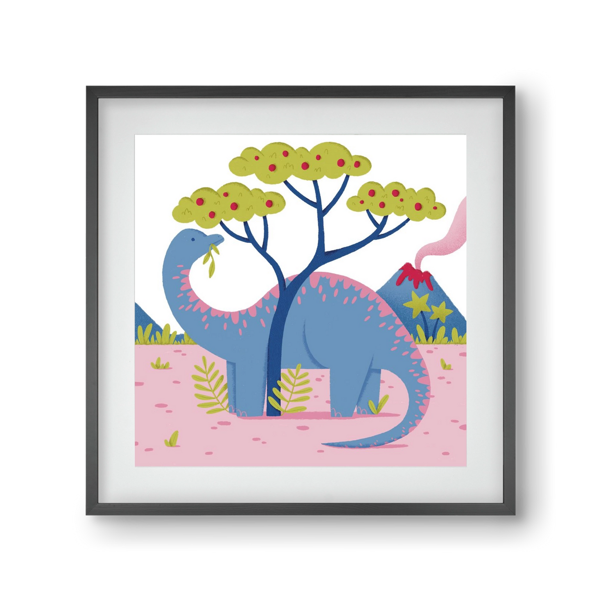 Brontoszaurusz, 30x30 cm (20x20 cm), Fekete keret, paszpartuval